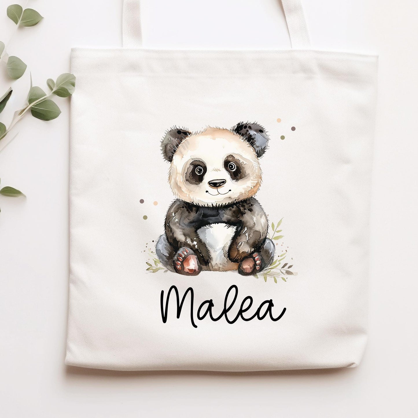 Stofftasche Panda Pandabär Personalisiert Tasche & Name - Beutel Kindertasche mit Wunschname - Wechselwäsche Jutebeutel - Kindergarten kleinebuchstaben