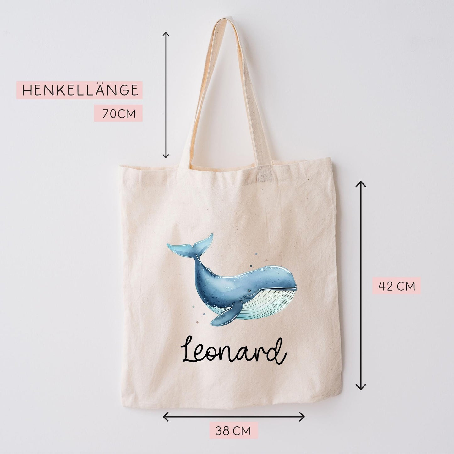 Turnbeutel Wäschebeutel Wal Blauwal - Personalisiert - Wunschnamen - Schule - mit Name - Rucksack - Wechselkleidung - Weihnachten kleinebuchstaben
