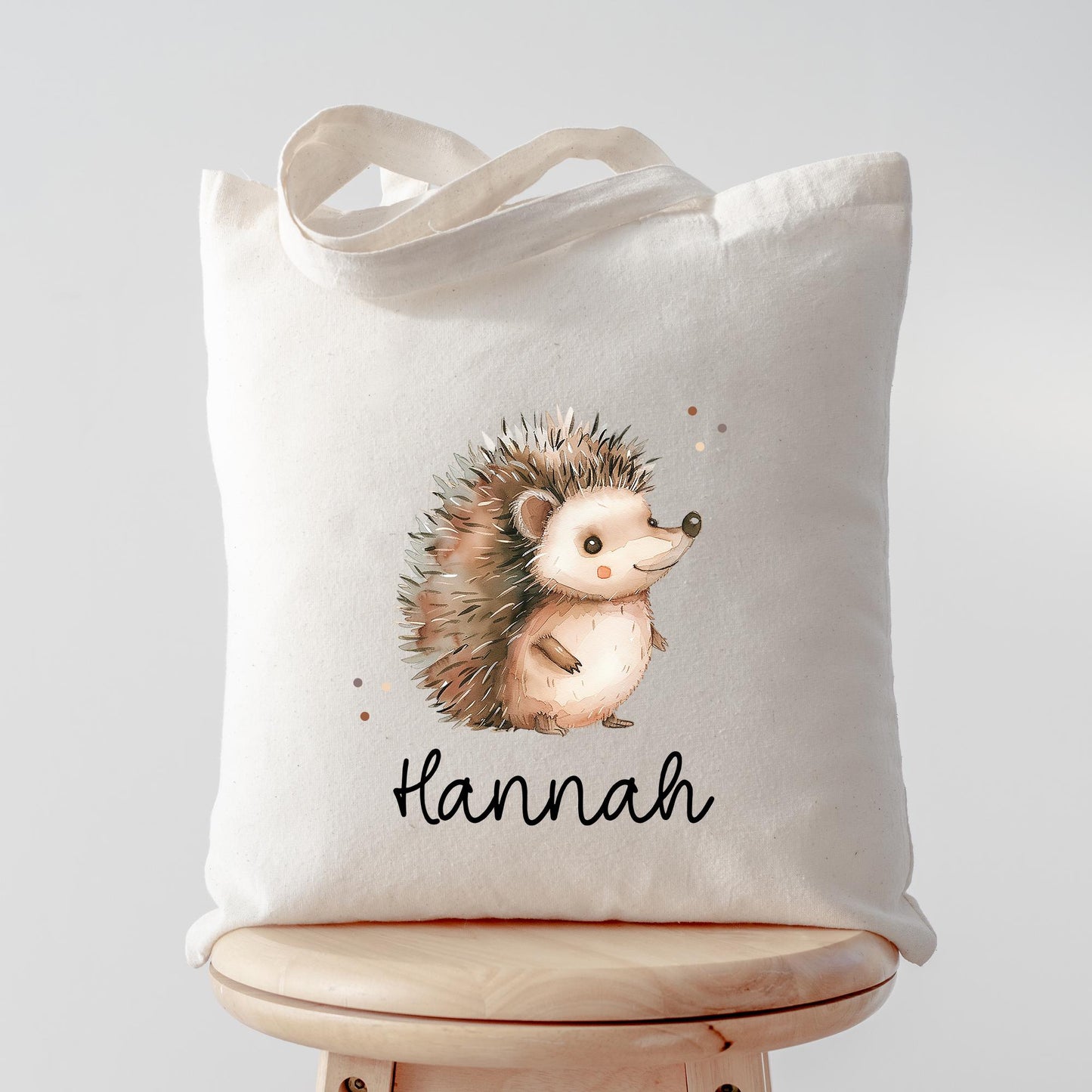 Stofftasche Igel Personalisiert Tasche Stacheltier - Schule - Beutel Kindertasche mit Wunschname - Wechselwäsche Jutebeutel - Kindergarten kleinebuchstaben Stofftasche Schriftart 1