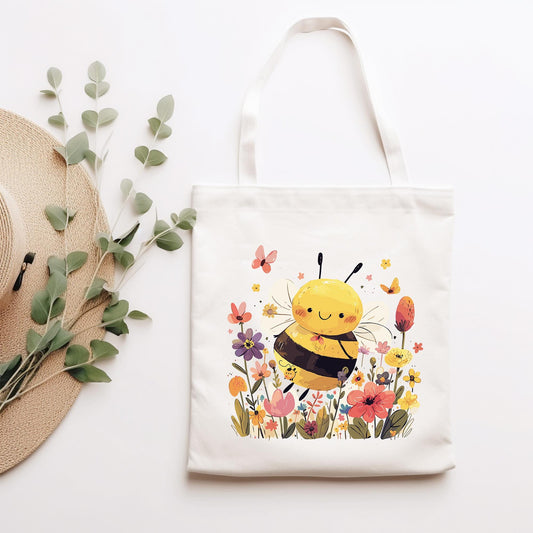 Stofftasche Baumwolltasche Biene Tasche - Schule - Einkaufstasche für Frauen mit Wunschname - Tragetasche Jutebeutel - Weihnachten - Oma  kleinebuchstaben Stofftasche Schriftart 1