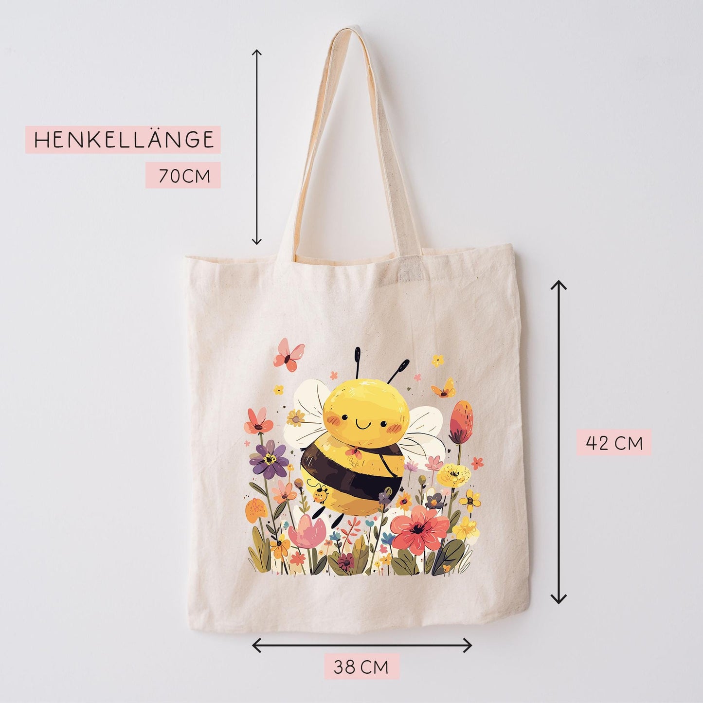 Turnbeutel Wäschebeutel Biene auf Blumenwiese - Kindergarten - Wunschnamen - Schule - mit Name - Wechselkleidung - Weihnachten kleinebuchstaben