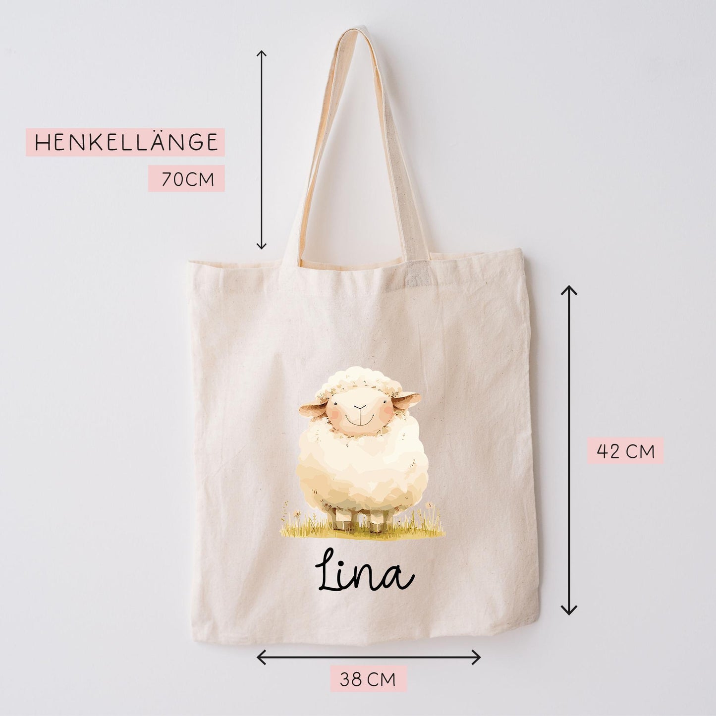 Turnbeutel Schaf mit Namen- Personalisiert - Wechselwäsche - Wunschnamen - Kindergarten - Schule - Name - Wechselkleidung - Weihnachten kleinebuchstaben