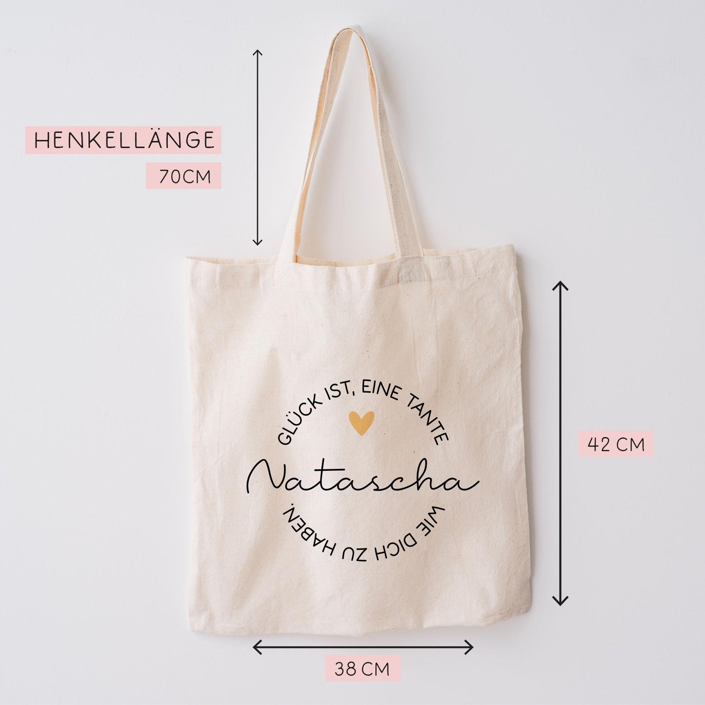 Personalisierte Einkaufstasche Glück ist eine Tante wie dich zu haben | Jutebeutel - Stofftasche - Wunschname - Stoffbeutel - Jutetasche kleinebuchstaben