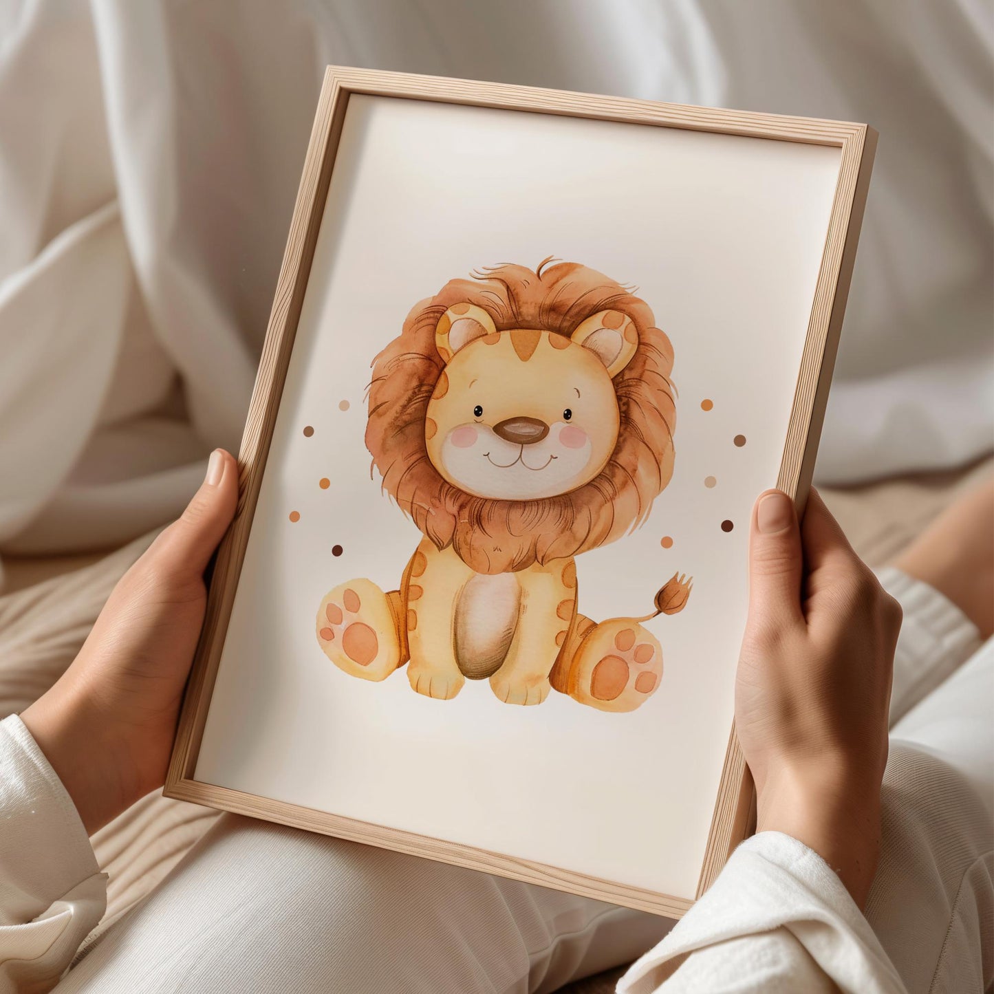 Süßer Löwe Tiger Poster Personalisiert mit oder ohne Namen für Kinderzimmer. Namensposter - Geschenkidee. Geschenk - Wanddeko Jungen Mädchen kleinebuchstaben DIN A4 (21x29,7 cm) Schriftart 1