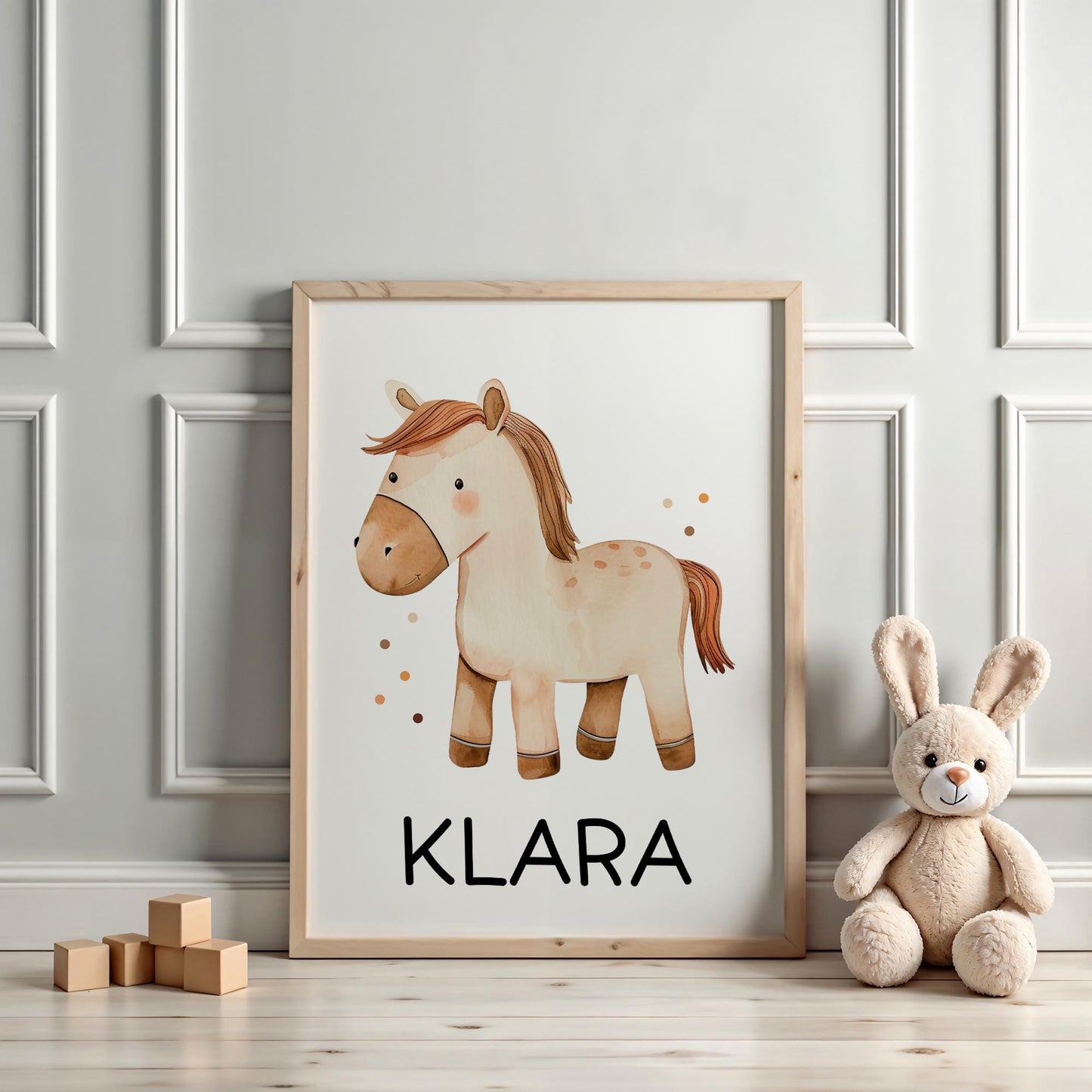 DIN A4 Poster mit Namen Pferd - Personalisiert mit od. ohne Namen für Kinderzimmer -Namensposter - Geschenkidee. Geschenk - Wanddeko Mädchen kleinebuchstaben