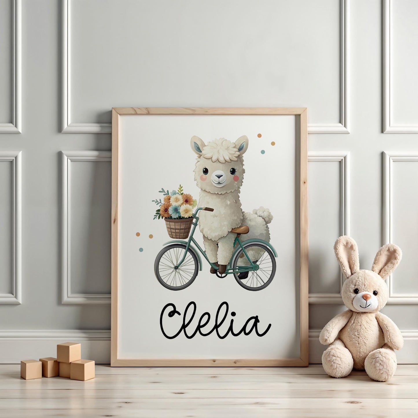 Lama DIN A4 Poster mit Namen - Personalisiert mit od. ohne Namen für Kinderzimmer -Namensposter - Geschenkidee. Geschenk - Wanddeko Tiere kleinebuchstaben