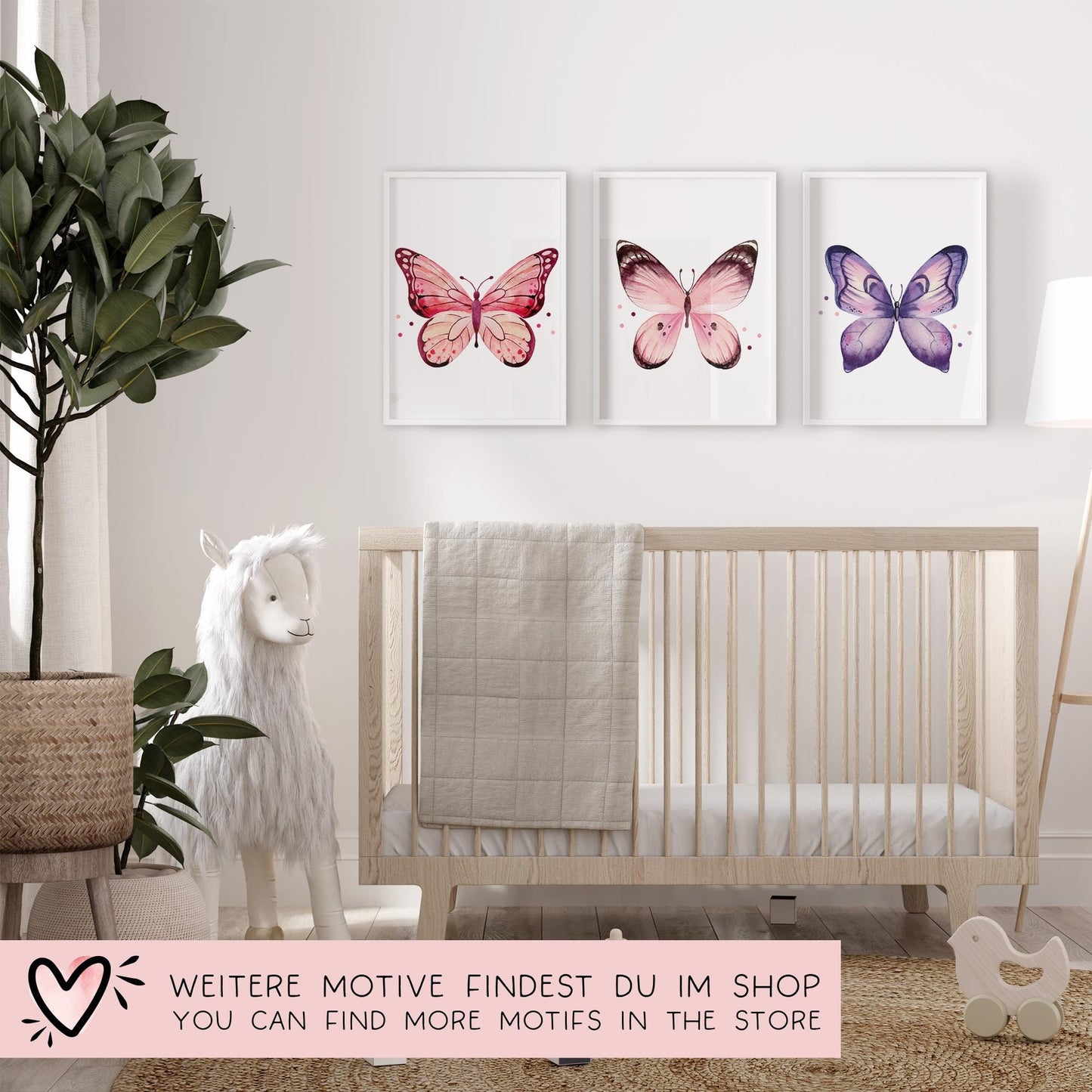 Schmetterling DIN A4 Poster mit Namen - Personalisiert mit od. ohne Namen für Kinderzimmer -Namensposter - Geschenkidee - Wanddeko Tiere kleinebuchstaben