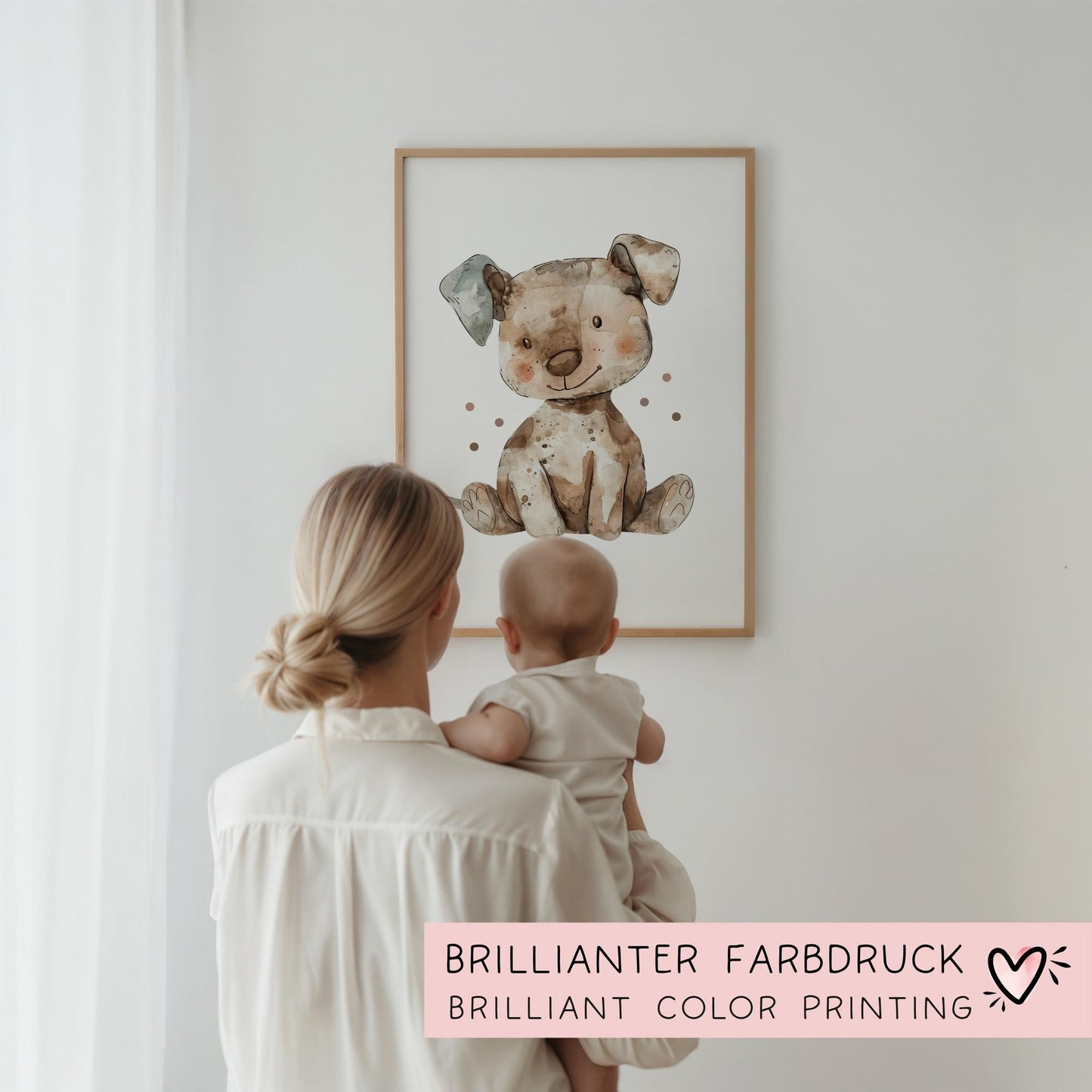 Hund DIN A4 Poster mit Namen - Personalisiert mit od. ohne Namen für Kinderzimmer - Namensposter - Geschenkidee - Geschenk - Wanddeko -Tiere kleinebuchstaben