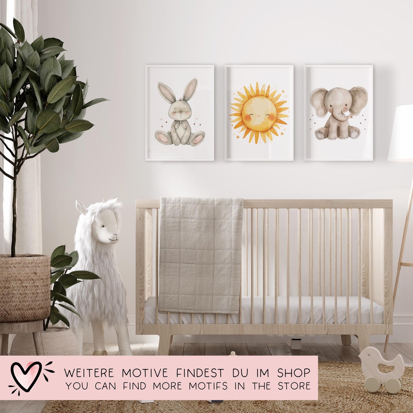 Hase DIN A4 Poster mit Namen - Personalisiert mit od. ohne Namen für Kinderzimmer - Namensposter - Geschenkidee - Geschenk - Wanddeko -Tiere kleinebuchstaben