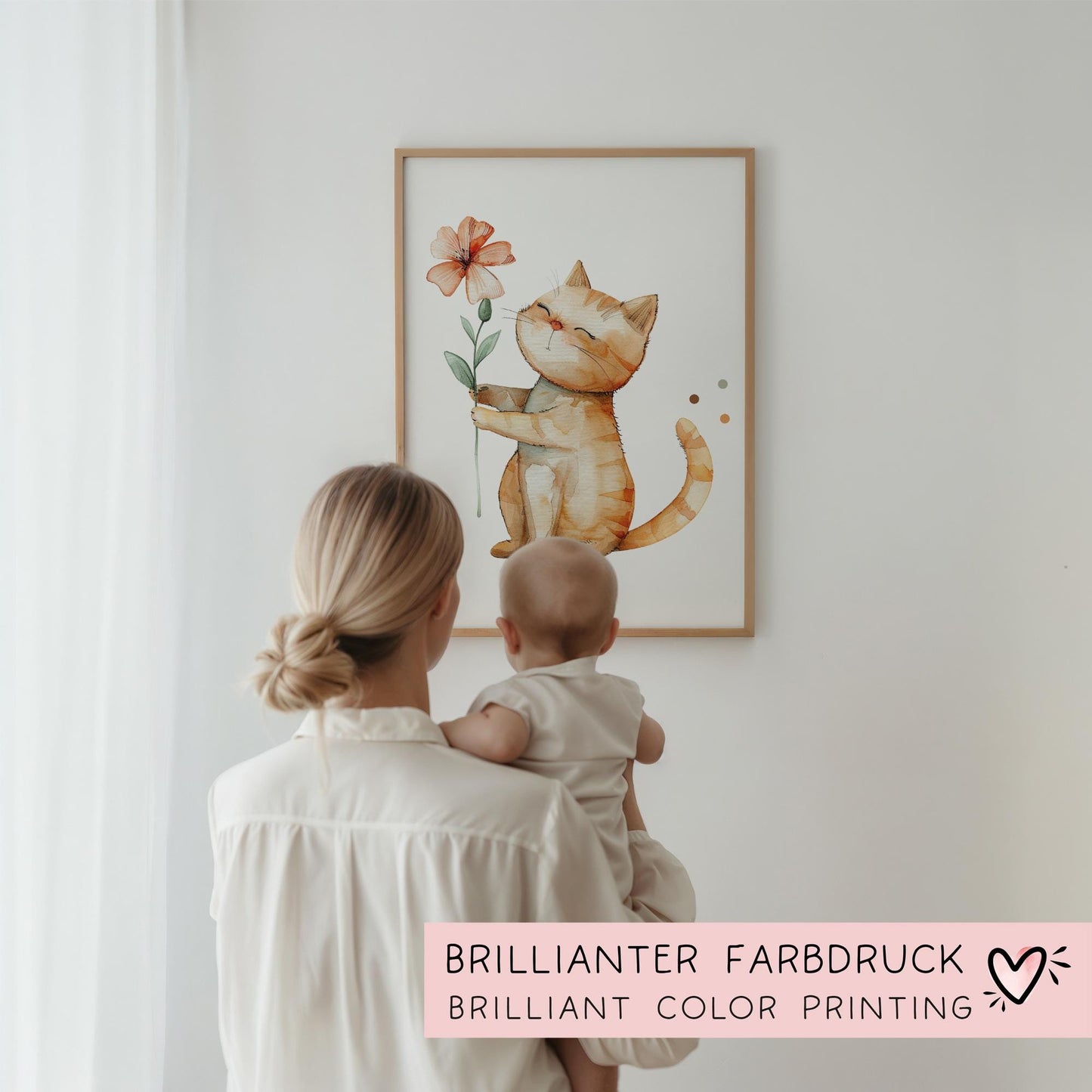 Poster Katze A2 A3 A4 Wunschname Kinderposter Poster Kinderzimmer Poster Baby Geschenk Mädchen Geschenk Junge Poster Kinder Tierposter kleinebuchstaben