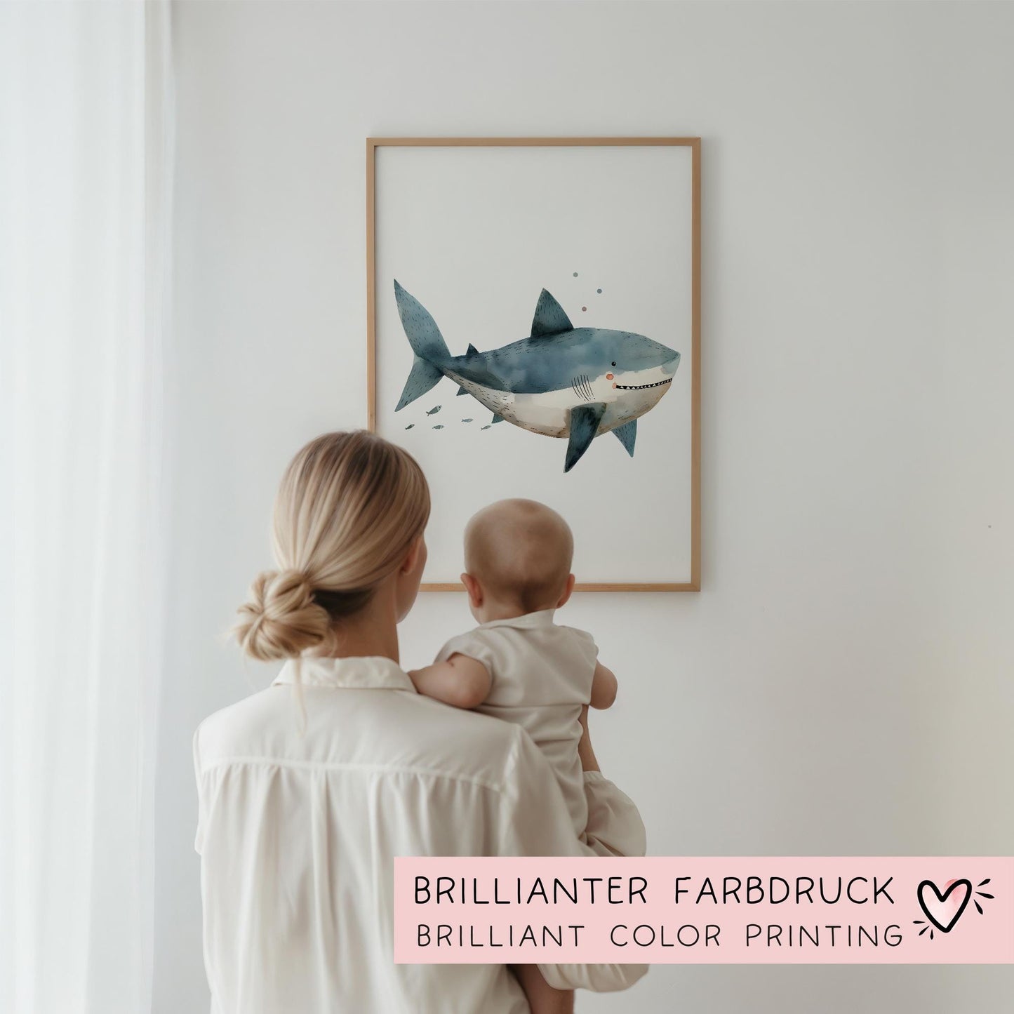 Poster Hai A2 A3 A4 Wunschname Kinderposter Poster Kinderzimmer Poster Baby Geschenk Mädchen Geschenk Junge Poster Kinder Tierposter Meer kleinebuchstaben