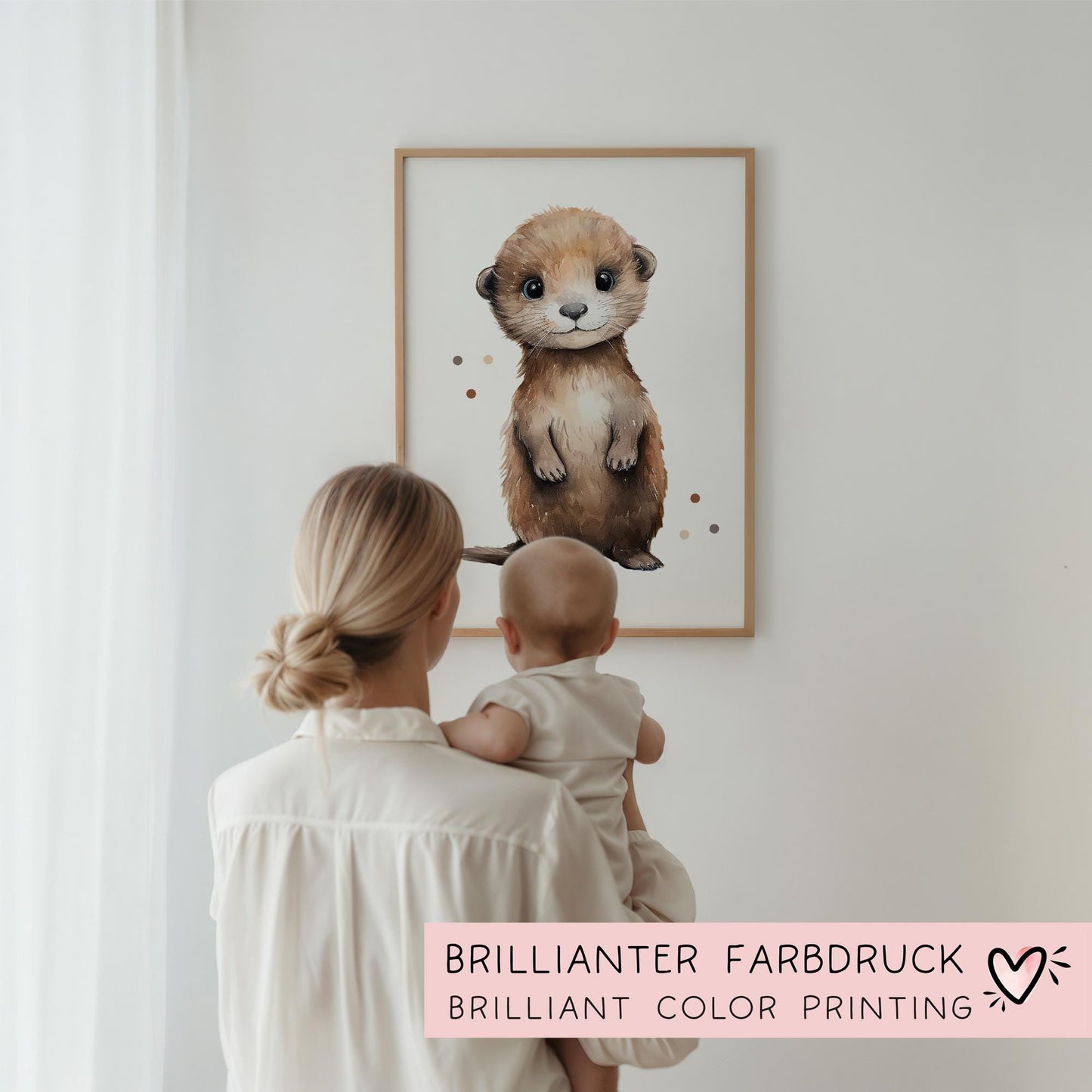 Poster Otter A2 A3 A4 Wunschname Kinderposter Poster Kinderzimmer Poster Baby Geschenk Mädchen Geschenk Junge Poster Kinder Tierposter kleinebuchstaben