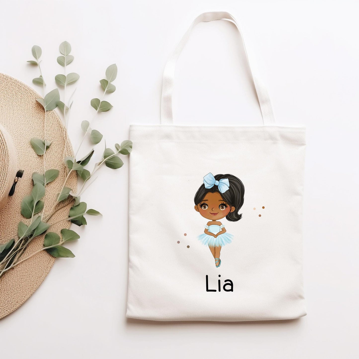 Ballerina Stofftasche Personalisiert & Name - Kinder Beutel Kindertasche mit Wunschname - Wechselwäsche - Wechselkleidung - Tasche - Sport kleinebuchstaben Schwarz Schriftart 1