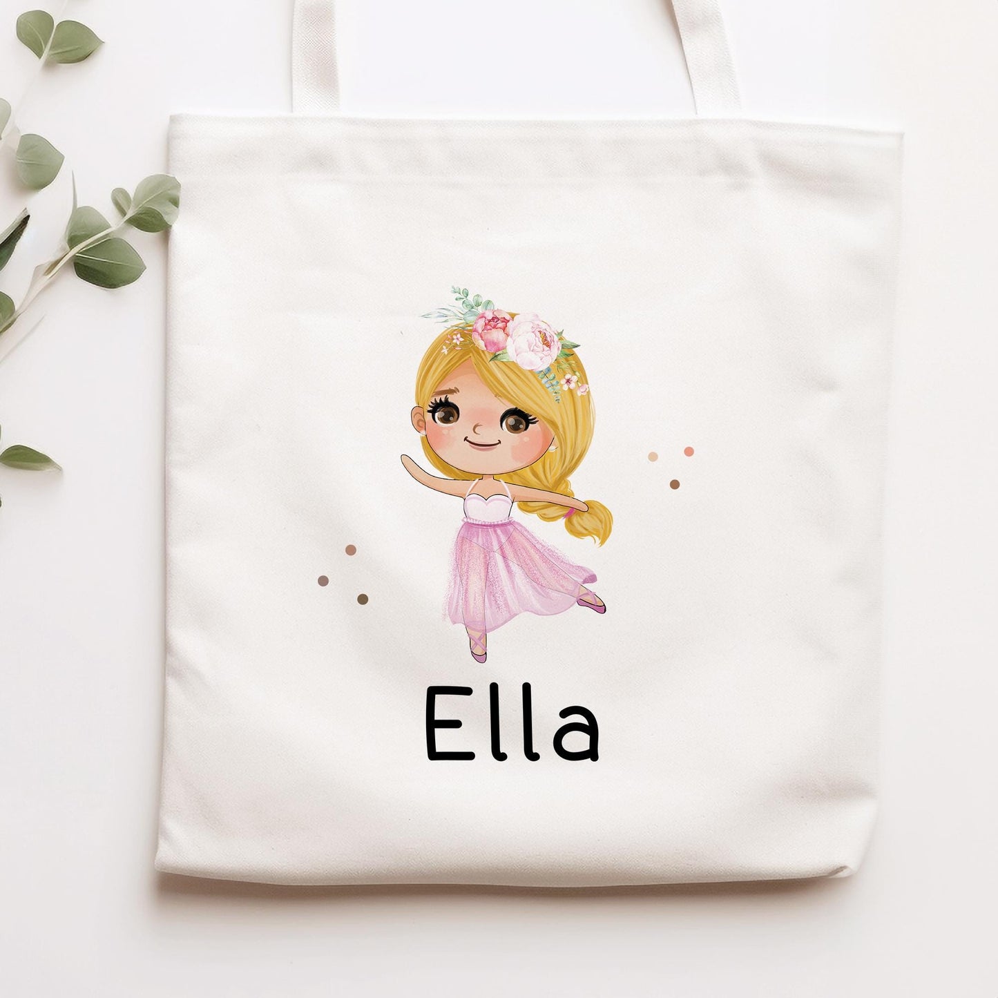 Stofftasche Ballerina Personalisiert Tasche & Name - Kinder Beutel Kindertasche mit Wunschname - Wechselwäsche - Wechselkleidung - Sport kleinebuchstaben