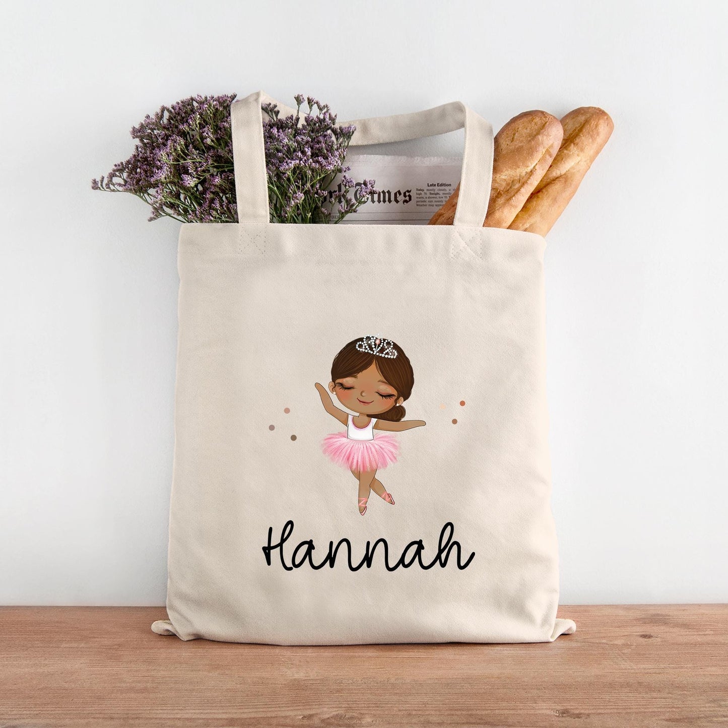 Tasche Ballerina Personalisiert Stofftasche & Name - Kinder Beutel Kindertasche mit Wunschname - Wechselwäsche - Wechselkleidung - Sport kleinebuchstaben