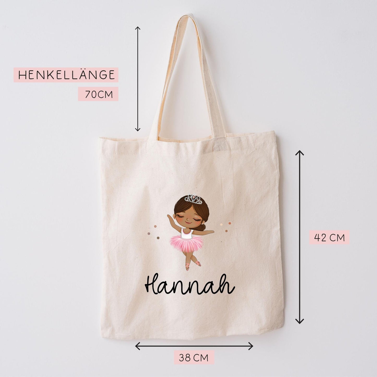Tasche Ballerina Personalisiert Stofftasche & Name - Kinder Beutel Kindertasche mit Wunschname - Wechselwäsche - Wechselkleidung - Sport kleinebuchstaben