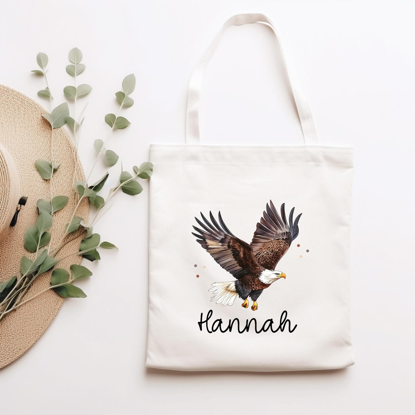 Adler Stofftasche Tasche Personalisiert & Name - Erpel Kinder Beutel Kindertasche mit Wunschname - Wechselwäsche - Kindergarten Schule kleinebuchstaben