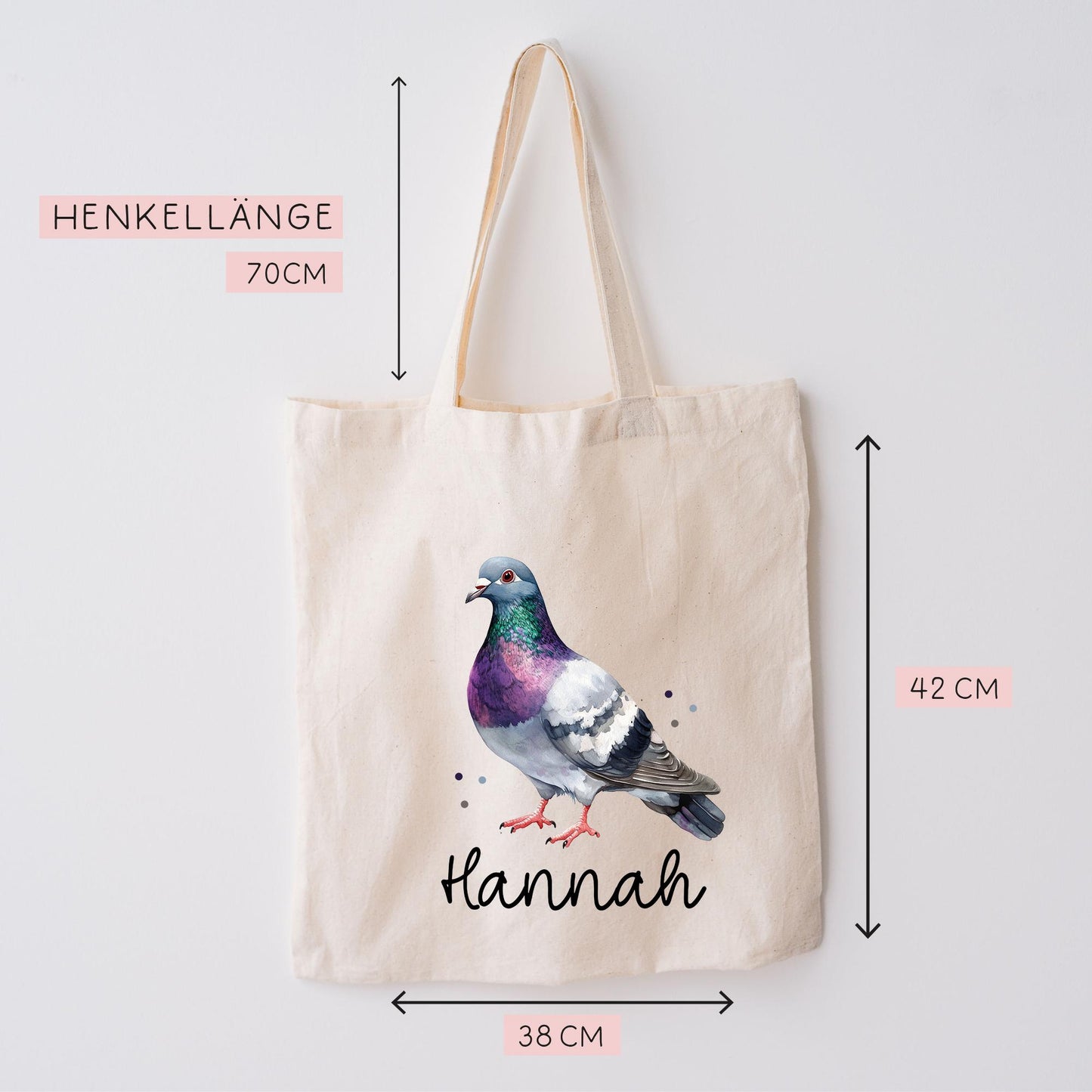 Taube Turnbeutel Personalisiert mit Namen Tasche Rucksack als Kindergarten, Sportbeutel, Schule, KITA Wäschebeutel Weihnachten Nikolaus kleinebuchstaben