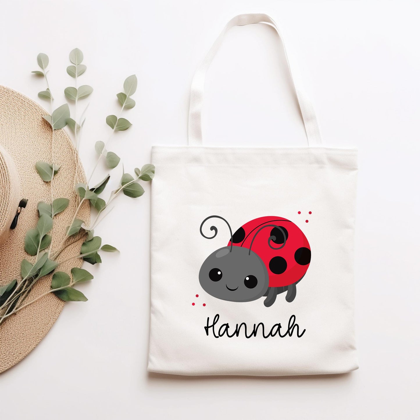 Stofftasche Marienkäfer Personalisiert Tasche & Name - Kinder Beutel Kindertasche mit Wunschname - Wechselwäsche Jutebeutel - Kindergarten kleinebuchstaben