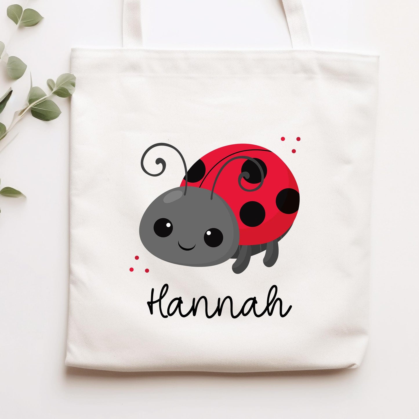 Stofftasche Marienkäfer Personalisiert Tasche & Name - Kinder Beutel Kindertasche mit Wunschname - Wechselwäsche Jutebeutel - Kindergarten kleinebuchstaben