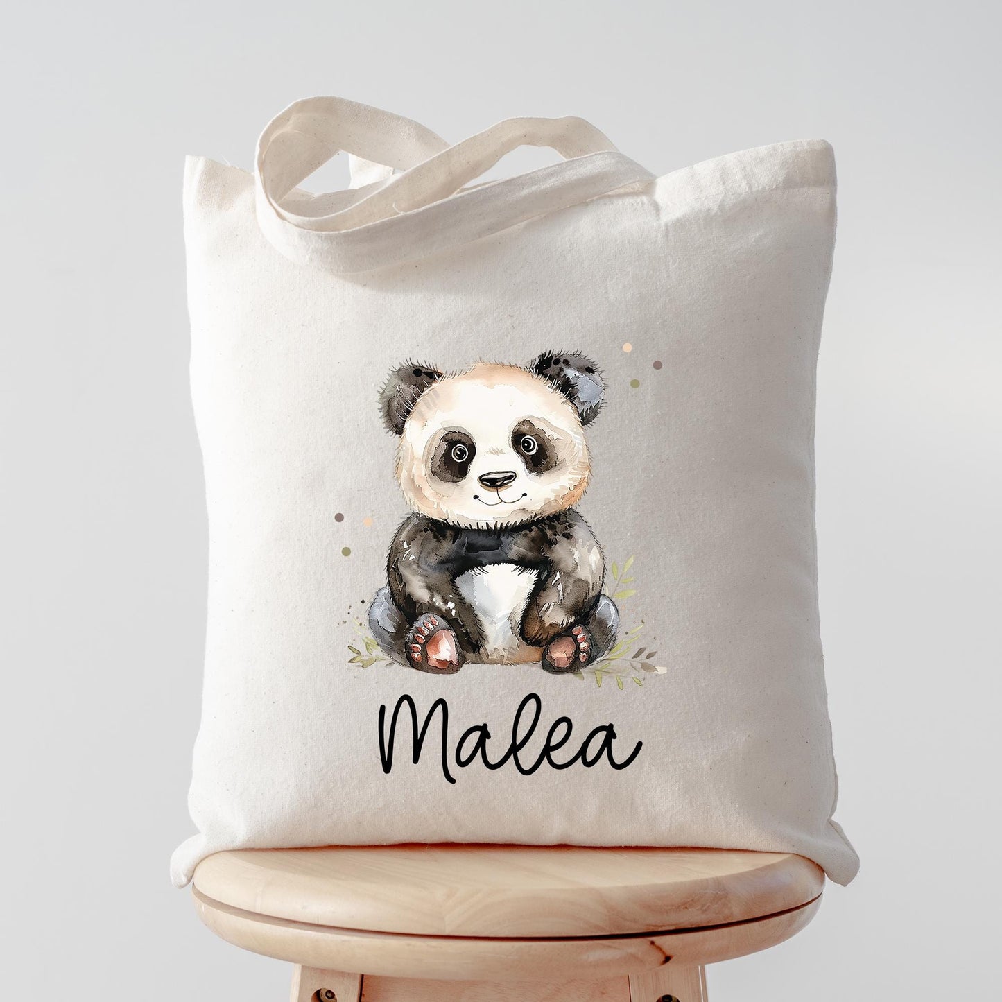 Stofftasche Panda Pandabär Personalisiert Tasche & Name - Beutel Kindertasche mit Wunschname - Wechselwäsche Jutebeutel - Kindergarten kleinebuchstaben