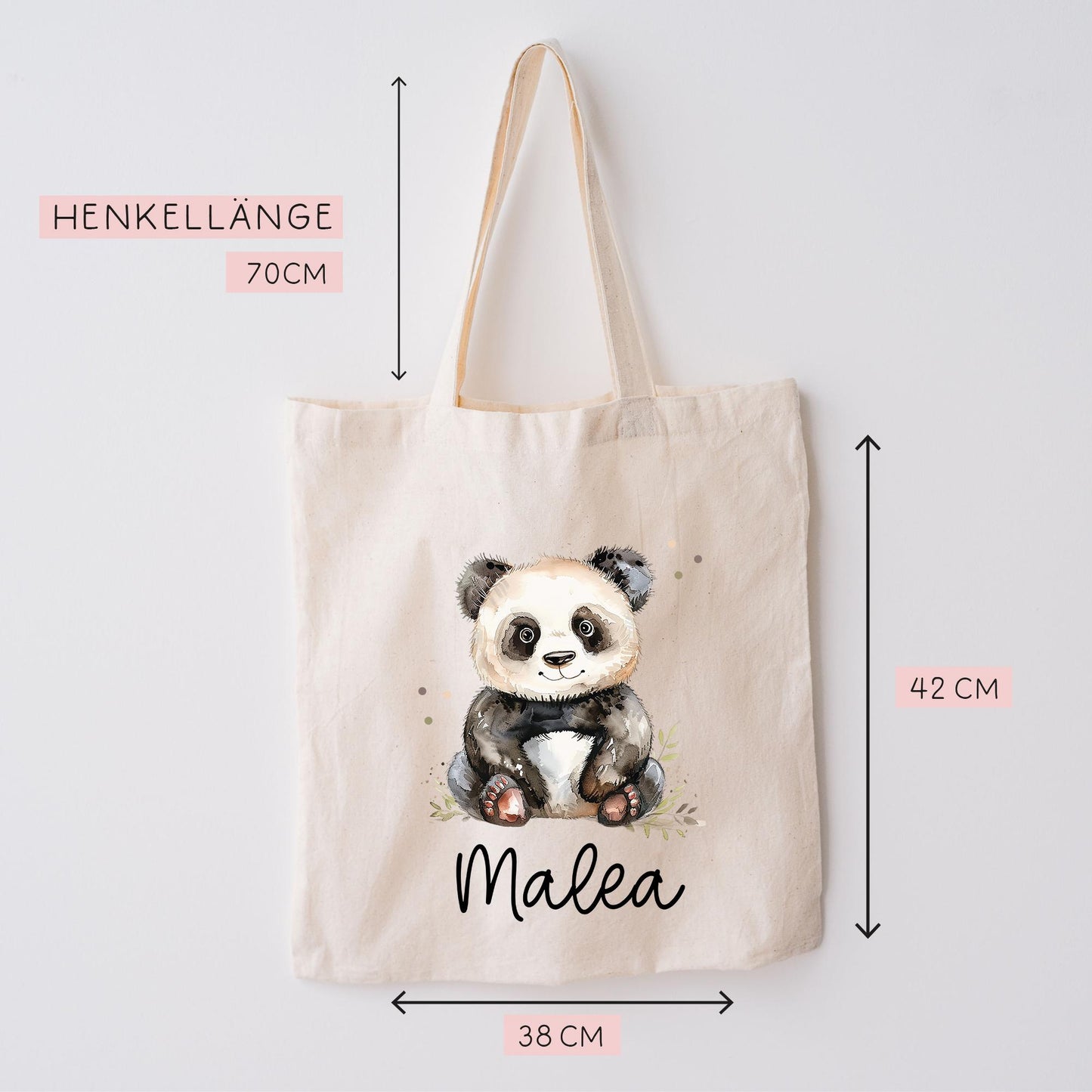 Panda Pandabär Turnbeutel Personalisiert mit Namen Tasche Rucksack als Kindergarten, Sportbeutel, Schule, Wäschebeutel Weihnachten Nikolaus kleinebuchstaben