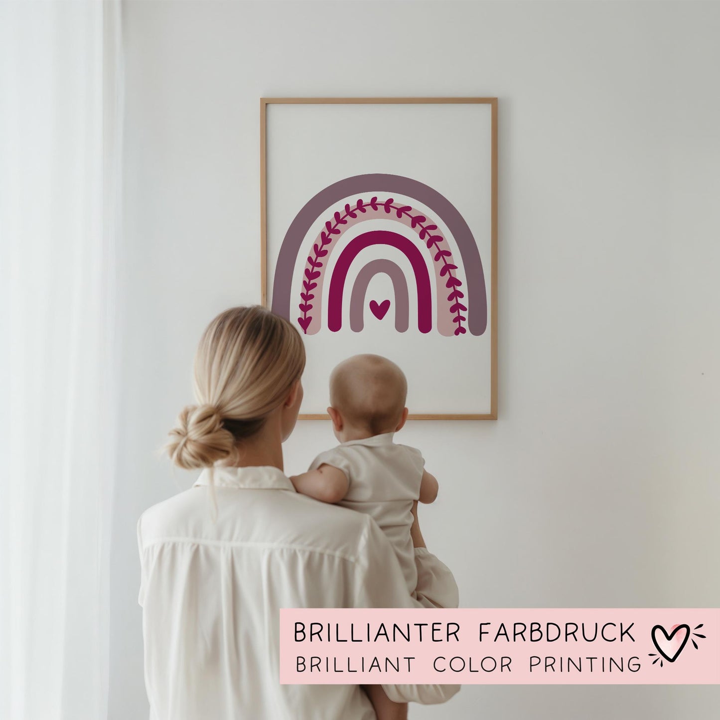 Regenbogen Poster Personalisiert Lila mit oder ohne Namen für Kinderzimmer. Namensposter - Geschenkidee. Geschenk Baby - Wanddeko - DIN A4 kleinebuchstaben