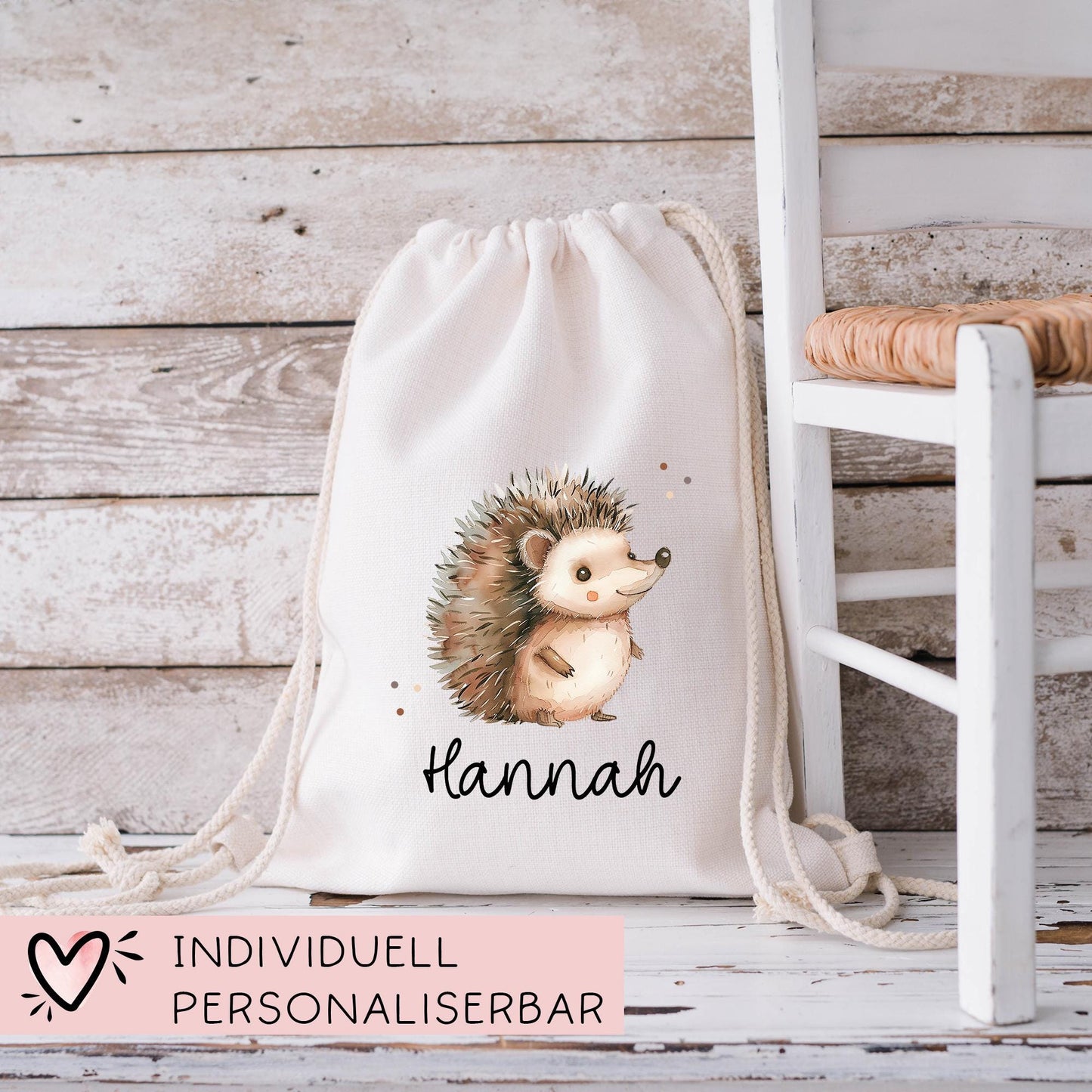 Turnbeutel Wäschebeutel Igel Personalisiert - Stacheltier - Kindergarten - Wunschnamen - Schule - mit Name - Wechselkleidung - Weihnachten kleinebuchstaben