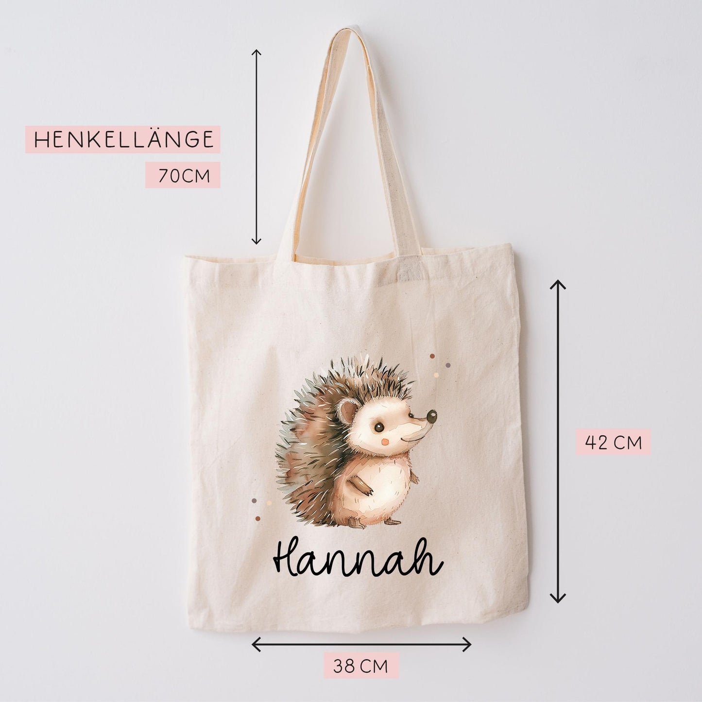 Stofftasche Igel Personalisiert Tasche Stacheltier - Schule - Beutel Kindertasche mit Wunschname - Wechselwäsche Jutebeutel - Kindergarten kleinebuchstaben