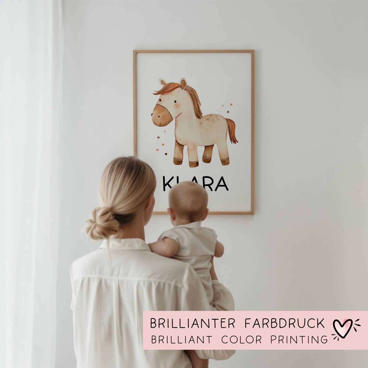 DIN A4 Poster mit Namen Pferd - Personalisiert mit od. ohne Namen für Kinderzimmer -Namensposter - Geschenkidee. Geschenk - Wanddeko Mädchen kleinebuchstaben