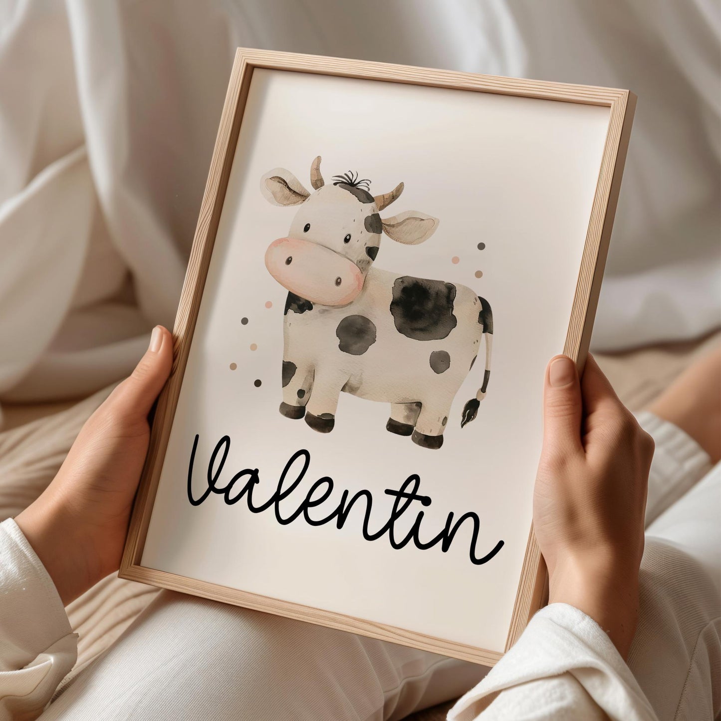 Kuh DIN A4 Poster mit Namen - Personalisiert mit od. ohne Namen für Kinderzimmer -Namensposter - Geschenkidee. Geschenk - Wanddeko Tiere kleinebuchstaben
