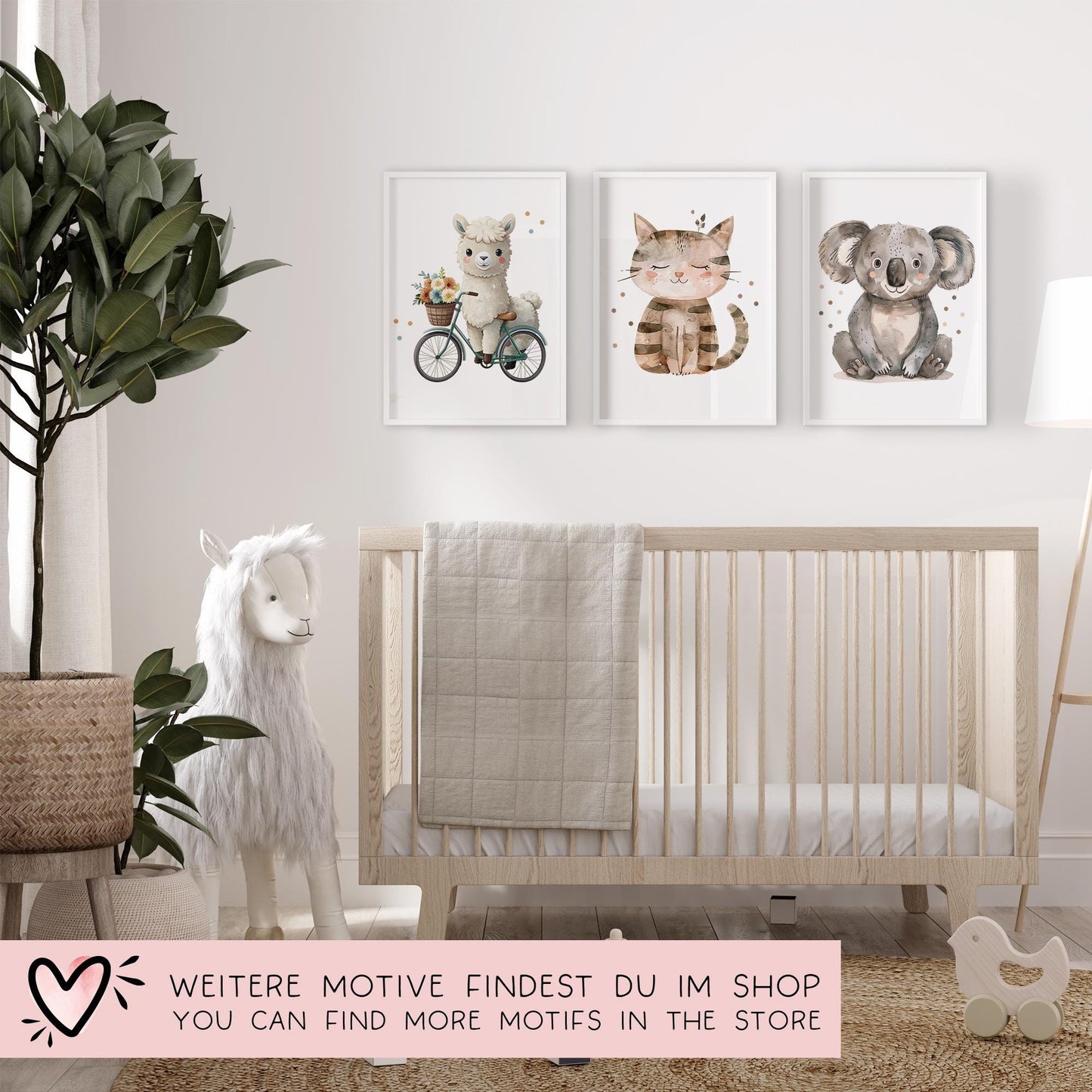 Lama DIN A4 Poster mit Namen - Personalisiert mit od. ohne Namen für Kinderzimmer -Namensposter - Geschenkidee. Geschenk - Wanddeko Tiere kleinebuchstaben