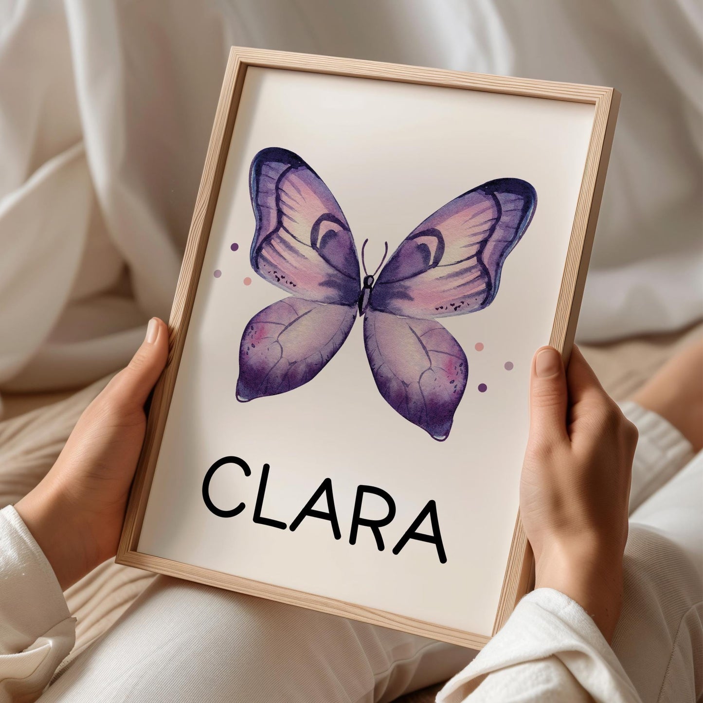Schmetterling DIN A4 Poster mit Namen - Personalisiert mit od. ohne Namen für Kinderzimmer -Namensposter - Geschenkidee - Wanddeko Tiere kleinebuchstaben DIN A4 - Falter 03 Schriftart 1