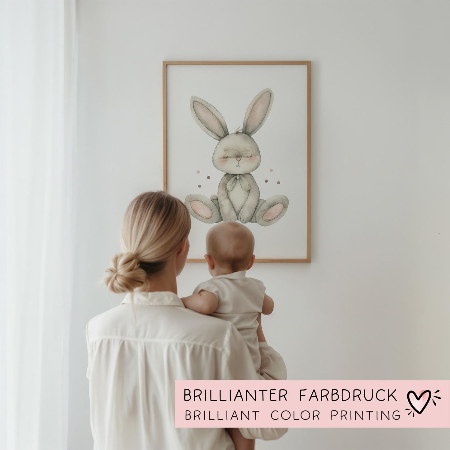 Hase DIN A4 Poster mit Namen - Personalisiert mit od. ohne Namen für Kinderzimmer - Namensposter - Geschenkidee - Geschenk - Wanddeko -Tiere kleinebuchstaben