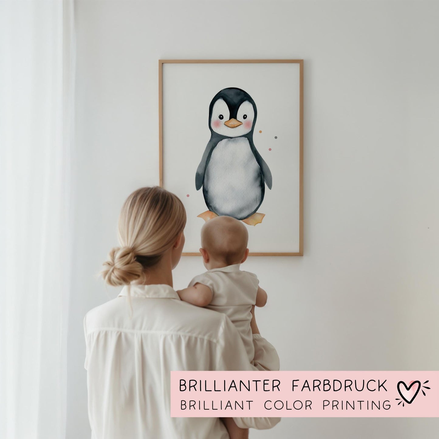 Pinguin DIN A4 Poster mit Namen - Personalisiert mit od. ohne Namen für Kinderzimmer - Namensposter - Geschenkidee - Geschenk - Wanddeko kleinebuchstaben