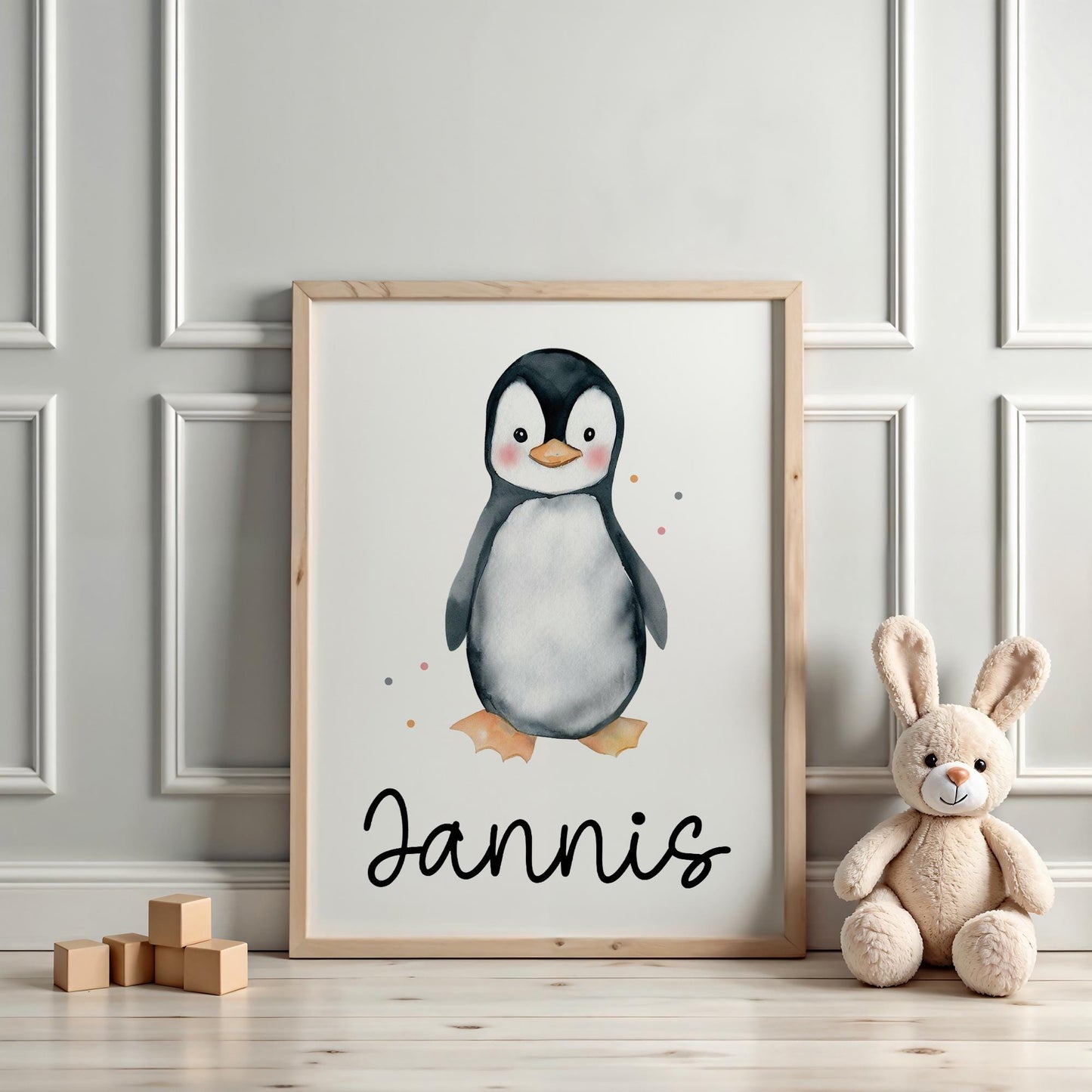 Pinguin DIN A4 Poster mit Namen - Personalisiert mit od. ohne Namen für Kinderzimmer - Namensposter - Geschenkidee - Geschenk - Wanddeko kleinebuchstaben