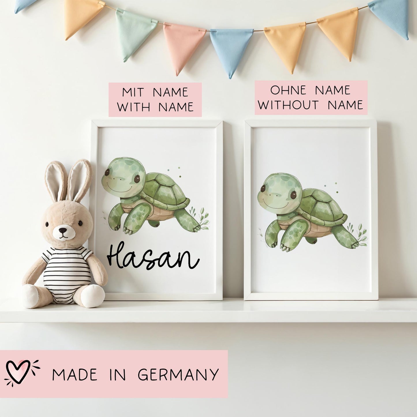 Poster Schildkröte A2 A3 A4 Wunschname Kinderposter Poster Kinderzimmer Poster Baby Geschenk Mädchen Geschenk Junge Poster Kinder Tierposter kleinebuchstaben