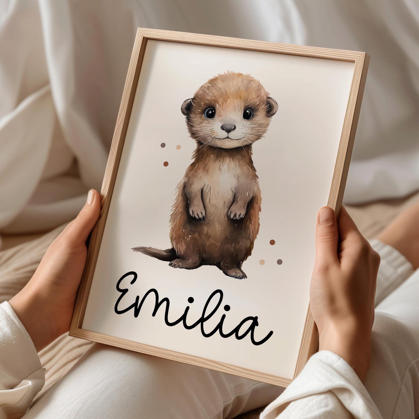Poster Otter A2 A3 A4 Wunschname Kinderposter Poster Kinderzimmer Poster Baby Geschenk Mädchen Geschenk Junge Poster Kinder Tierposter kleinebuchstaben DIN A4 (21x29,7 cm) Schriftart 1