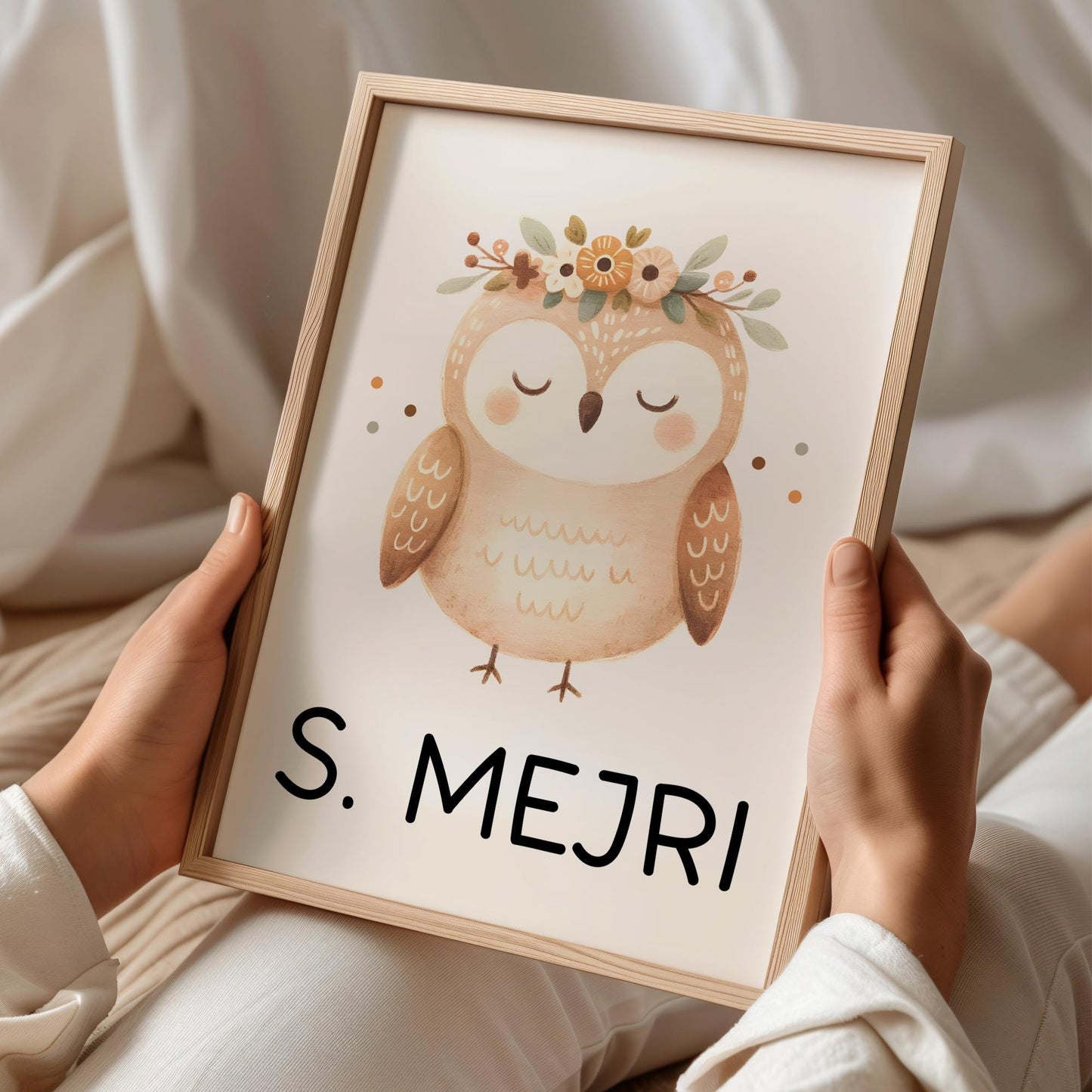 Poster Eule A2 A3 A4 Wunschname Kinderposter Poster Kinderzimmer Poster Baby Geschenk Mädchen Geschenk Junge Poster Kinder Tierposter kleinebuchstaben DIN A4 (21x29,7 cm) Schriftart 1