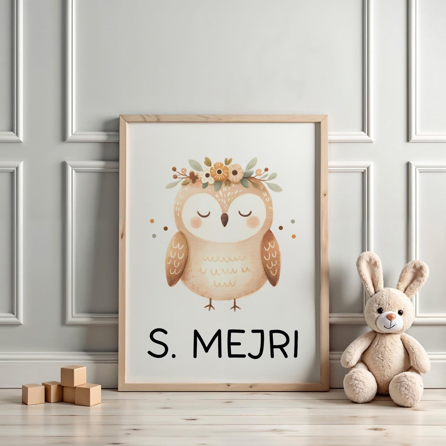 Poster Eule A2 A3 A4 Wunschname Kinderposter Poster Kinderzimmer Poster Baby Geschenk Mädchen Geschenk Junge Poster Kinder Tierposter kleinebuchstaben