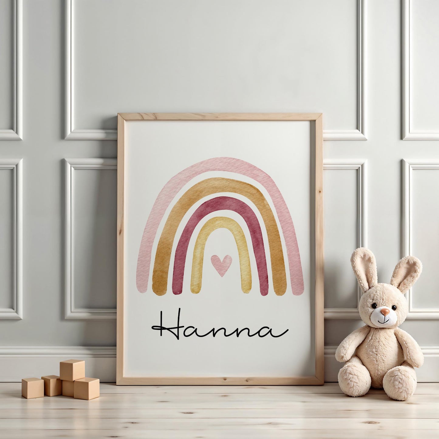 Regenbogen Boho Poster Personalisiert mit oder ohne Namen für Kinderzimmer. Namensposter - Geschenkidee. Geschenk Baby - Wanddeko - Rosa Rot kleinebuchstaben