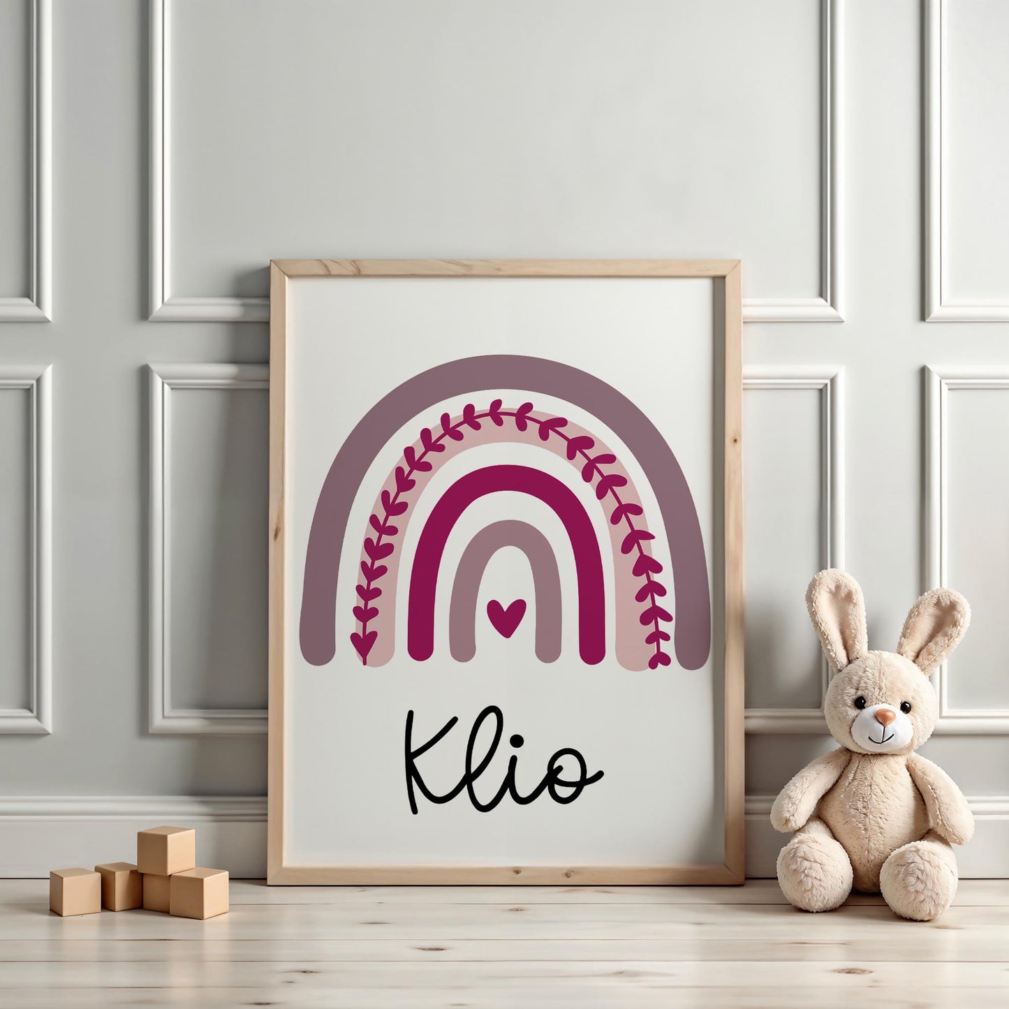 Regenbogen Poster Personalisiert Lila mit oder ohne Namen für Kinderzimmer. Namensposter - Geschenkidee. Geschenk Baby - Wanddeko - DIN A4 kleinebuchstaben