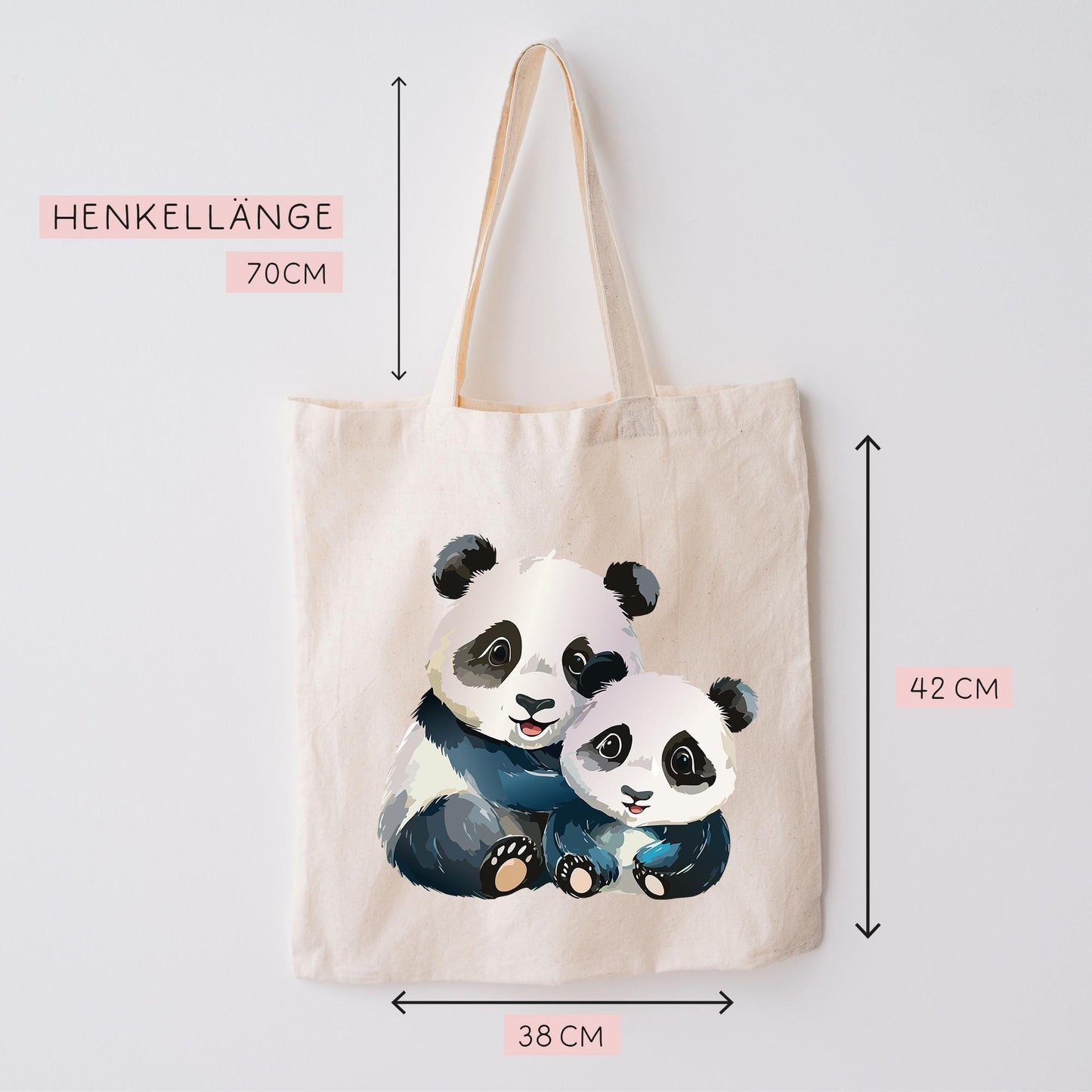 Stofftasche Pandabären Berlin Baby Zwillinge - Tasche & Name - Beutel - Wechselwäsche Jutebeutel - Kindergarten - Einkaufstasche kleinebuchstaben