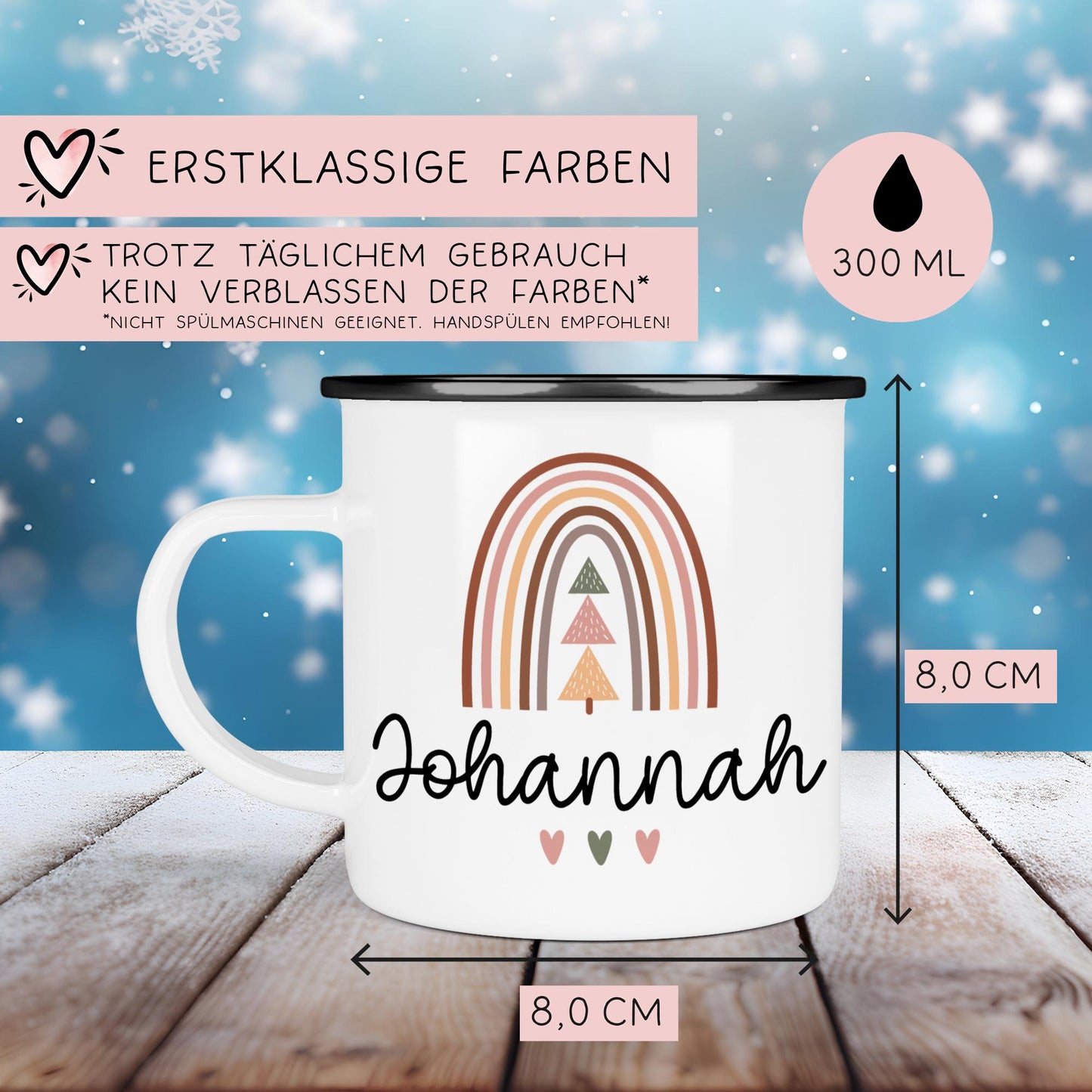 Nikolaus Weihnachten Emaille Tasse - Becher - Personalisiert - Namenstasse - Weihnachtstasse - Weihnachtsbecher - Tasse - Papa - Mama - Oma kleinebuchstaben
