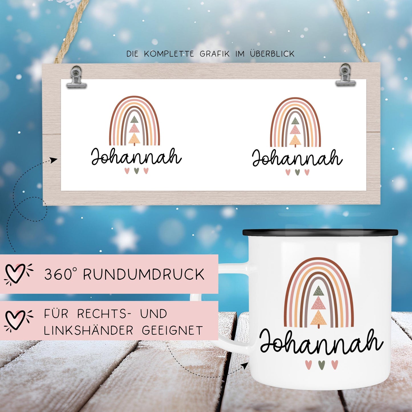 Nikolaus Weihnachten Emaille Tasse - Becher - Personalisiert - Namenstasse - Weihnachtstasse - Weihnachtsbecher - Tasse - Papa - Mama - Oma kleinebuchstaben