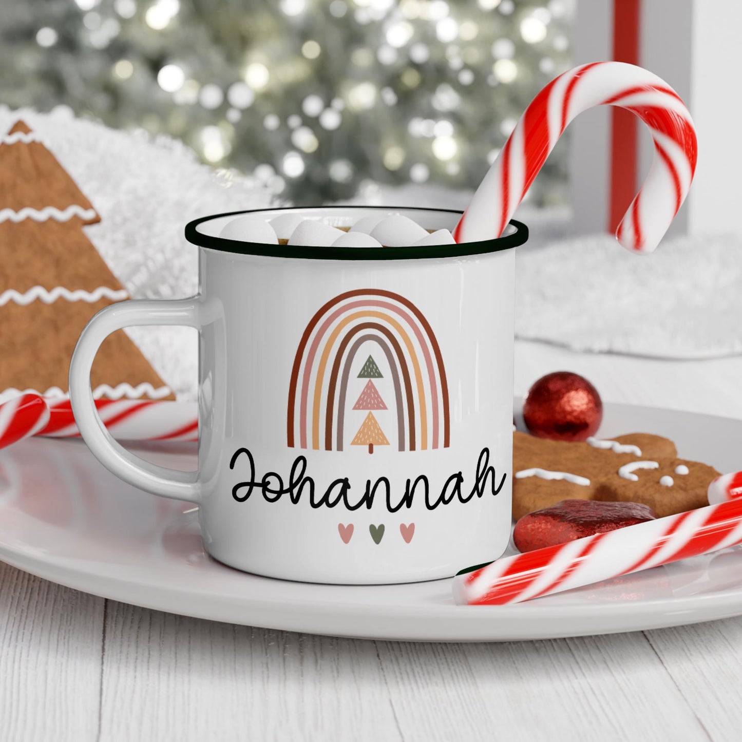 Nikolaus Weihnachten Emaille Tasse - Becher - Personalisiert - Namenstasse - Weihnachtstasse - Weihnachtsbecher - Tasse - Papa - Mama - Oma kleinebuchstaben