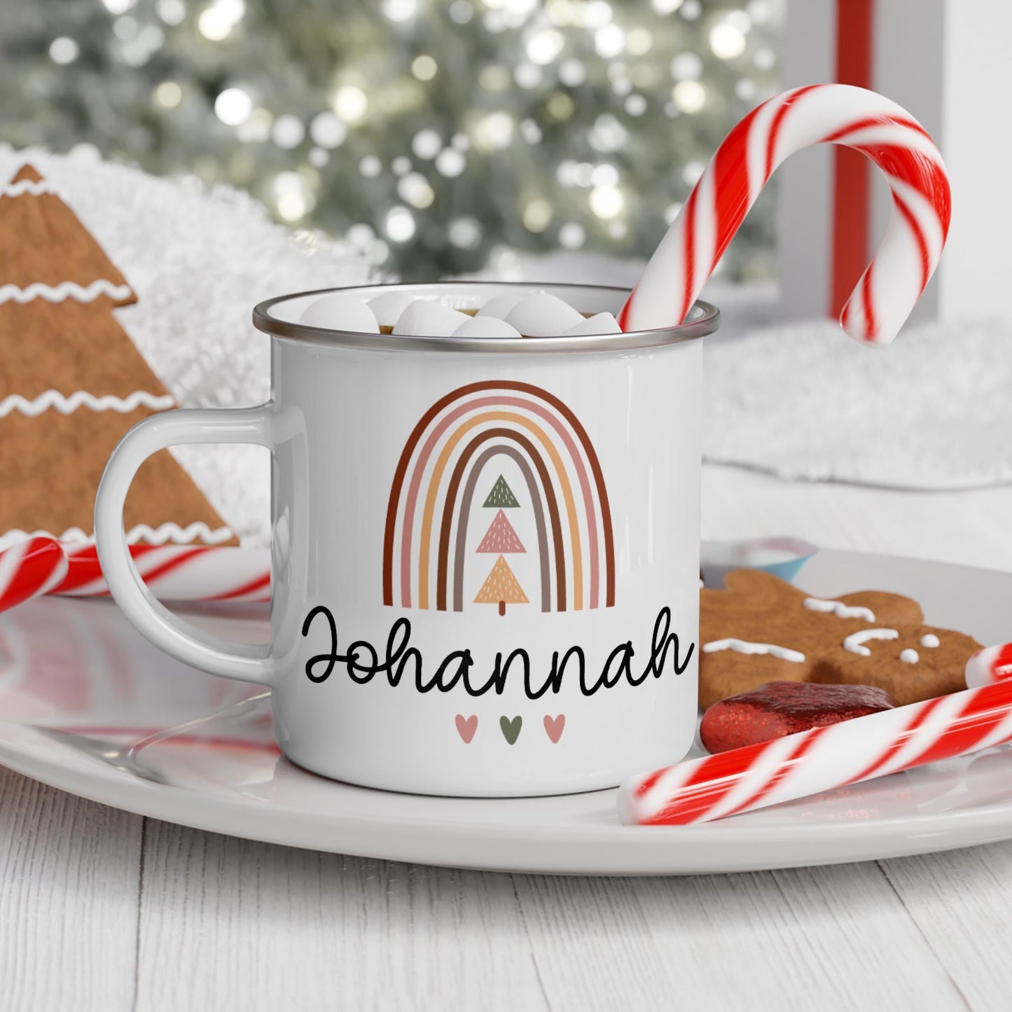 Nikolaus Weihnachten Emaille Tasse - Becher - Personalisiert - Namenstasse - Weihnachtstasse - Weihnachtsbecher - Tasse - Papa - Mama - Oma kleinebuchstaben