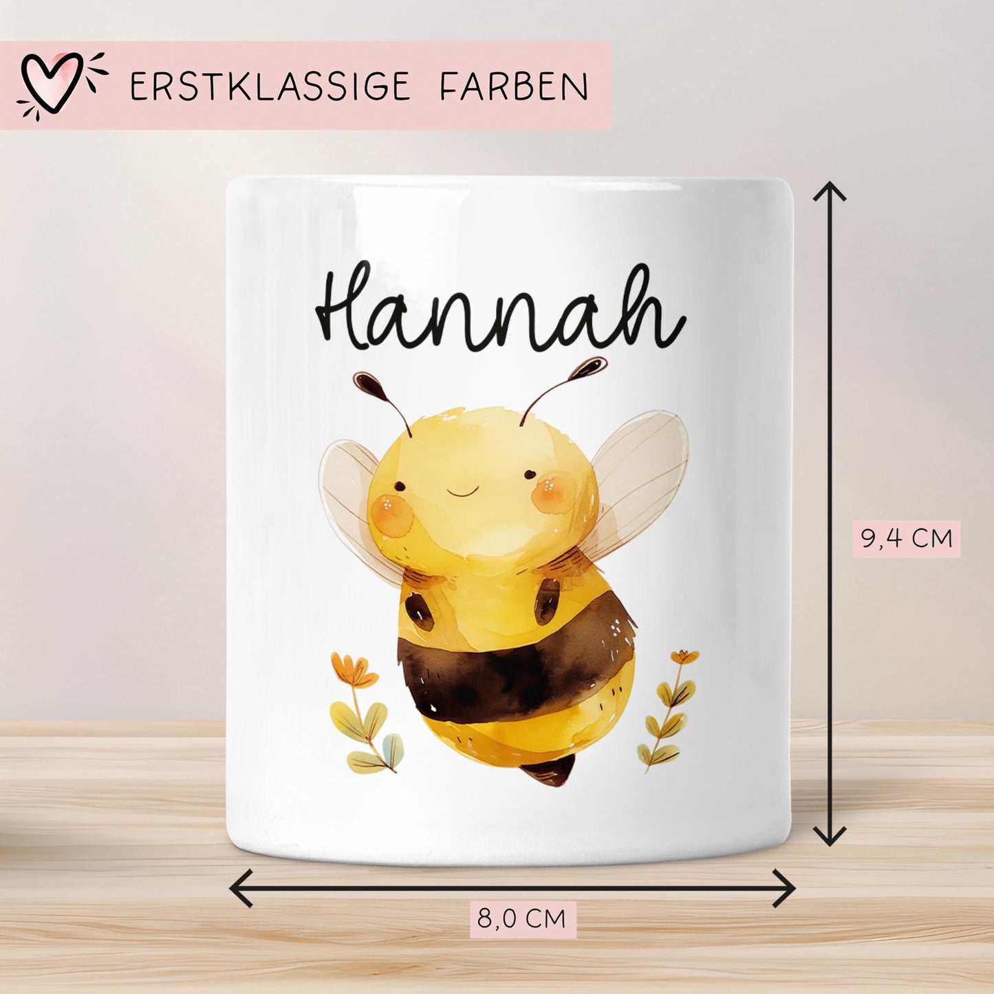 Spardose Biene Personalisiert aus Keramik mit Namen - Hummel - Geschenk für Junge & Mädchen zum Geburtstag Weihnachten Nikolaus Sparschwein kleinebuchstaben
