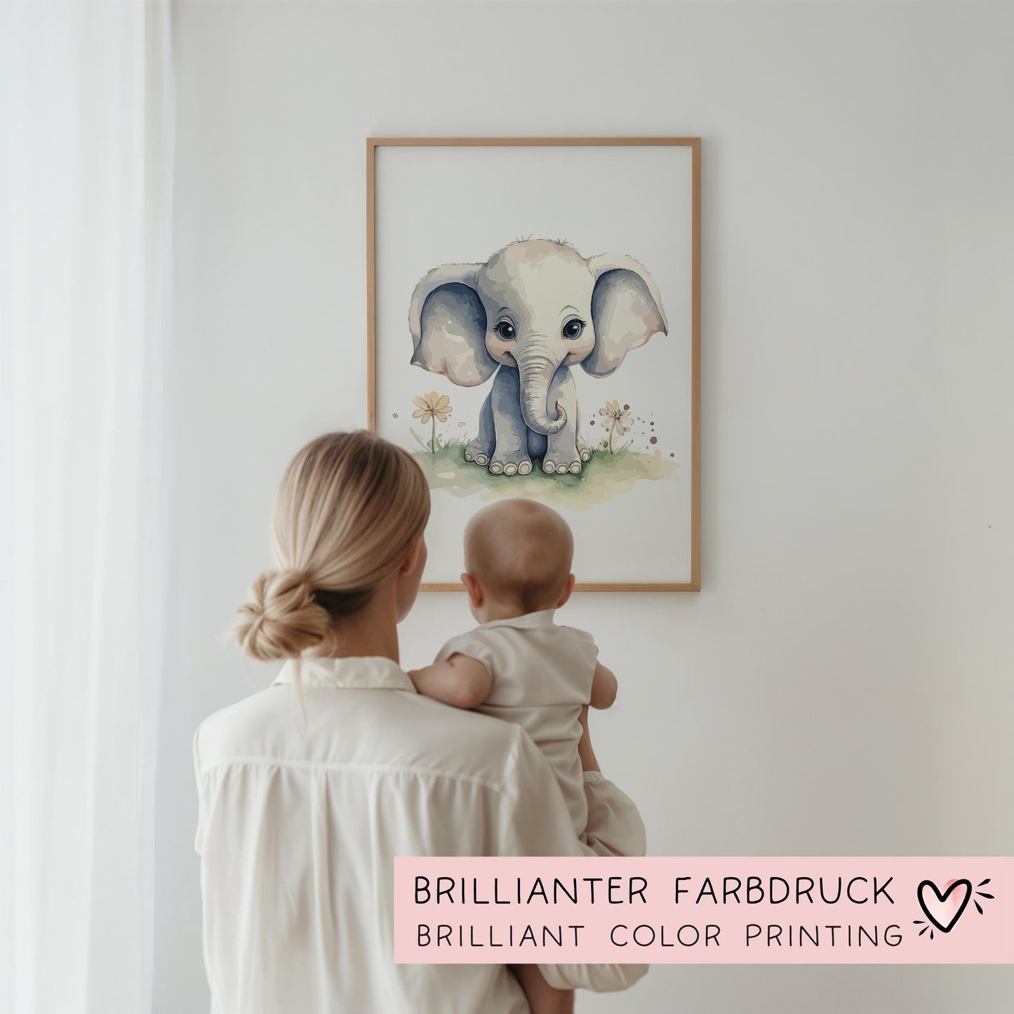 Wandbild 3er Wandposter Baby Zebra Elefant Tiger - Safari - Kinderzimmer - Tierposter - Kinderbild - Wanddeko - Sofort Download - Bilder kleinebuchstaben