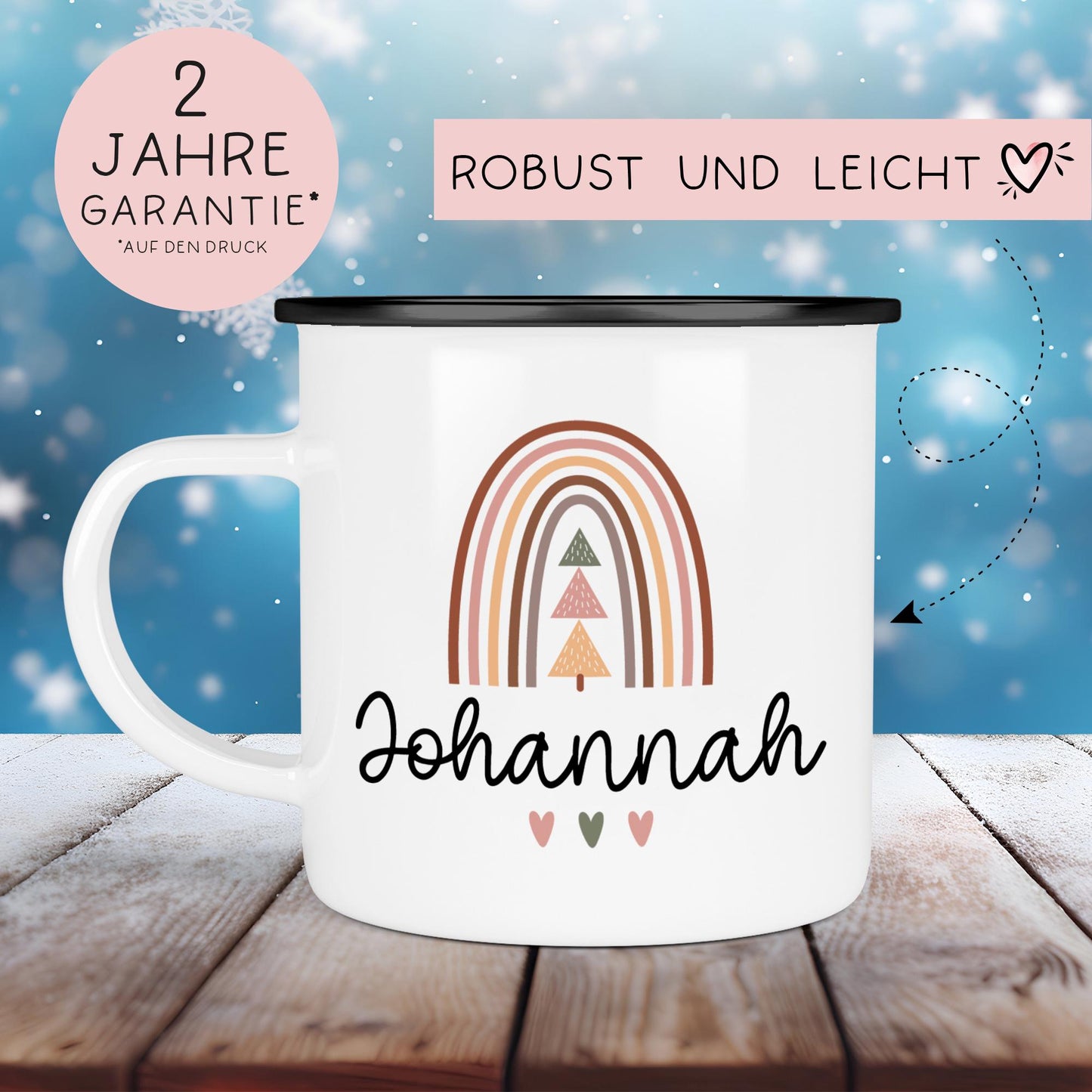 Nikolaus Weihnachten Emaille Tasse - Becher - Personalisiert - Namenstasse - Weihnachtstasse - Weihnachtsbecher - Tasse - Papa - Mama - Oma kleinebuchstaben